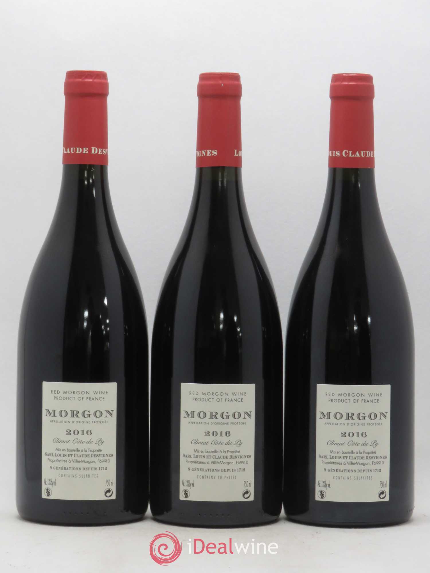 Morgon Côte du Py Louis-Claude Desvignes (sans prix de réserve) 2016 - Lot de 3 bouteilles - 1