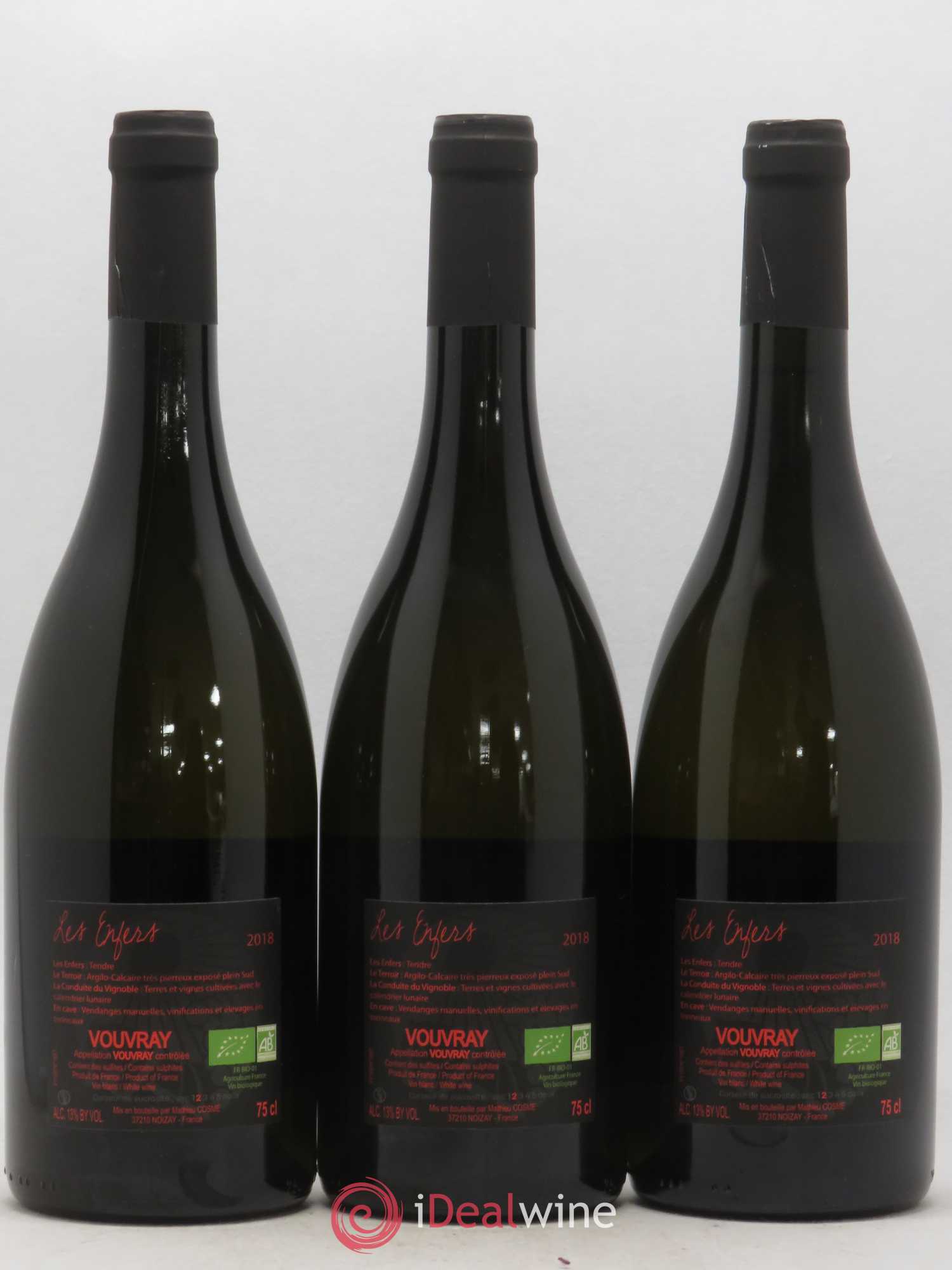 Vouvray Les Enfers Mathieu Cosme (sans prix de réserve) 2017 - Posten von 3 Flaschen - 1