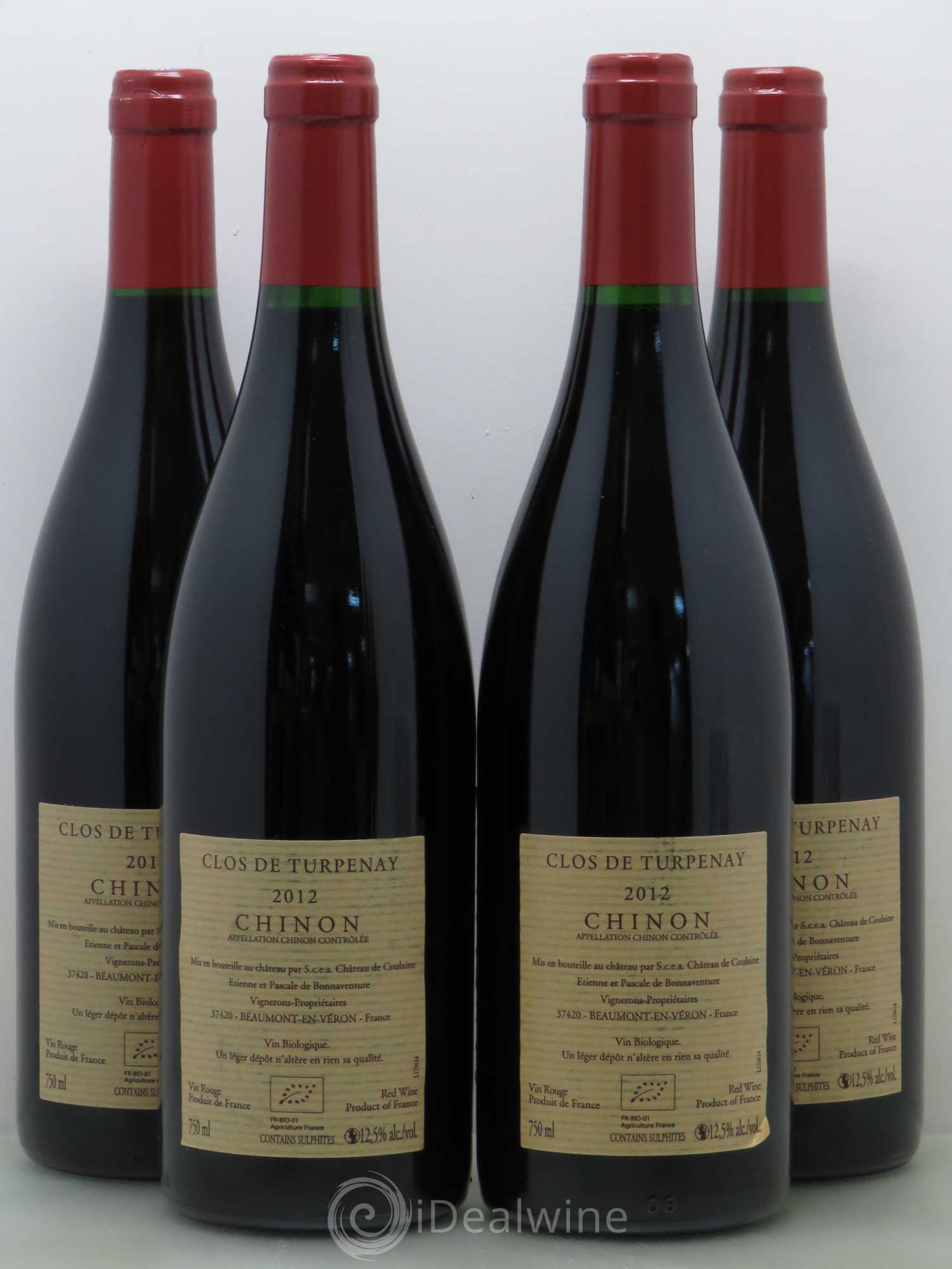 Chinon Château De Coulaine Clos De Turpenay 2012 - Lot de 4 bouteilles - 1