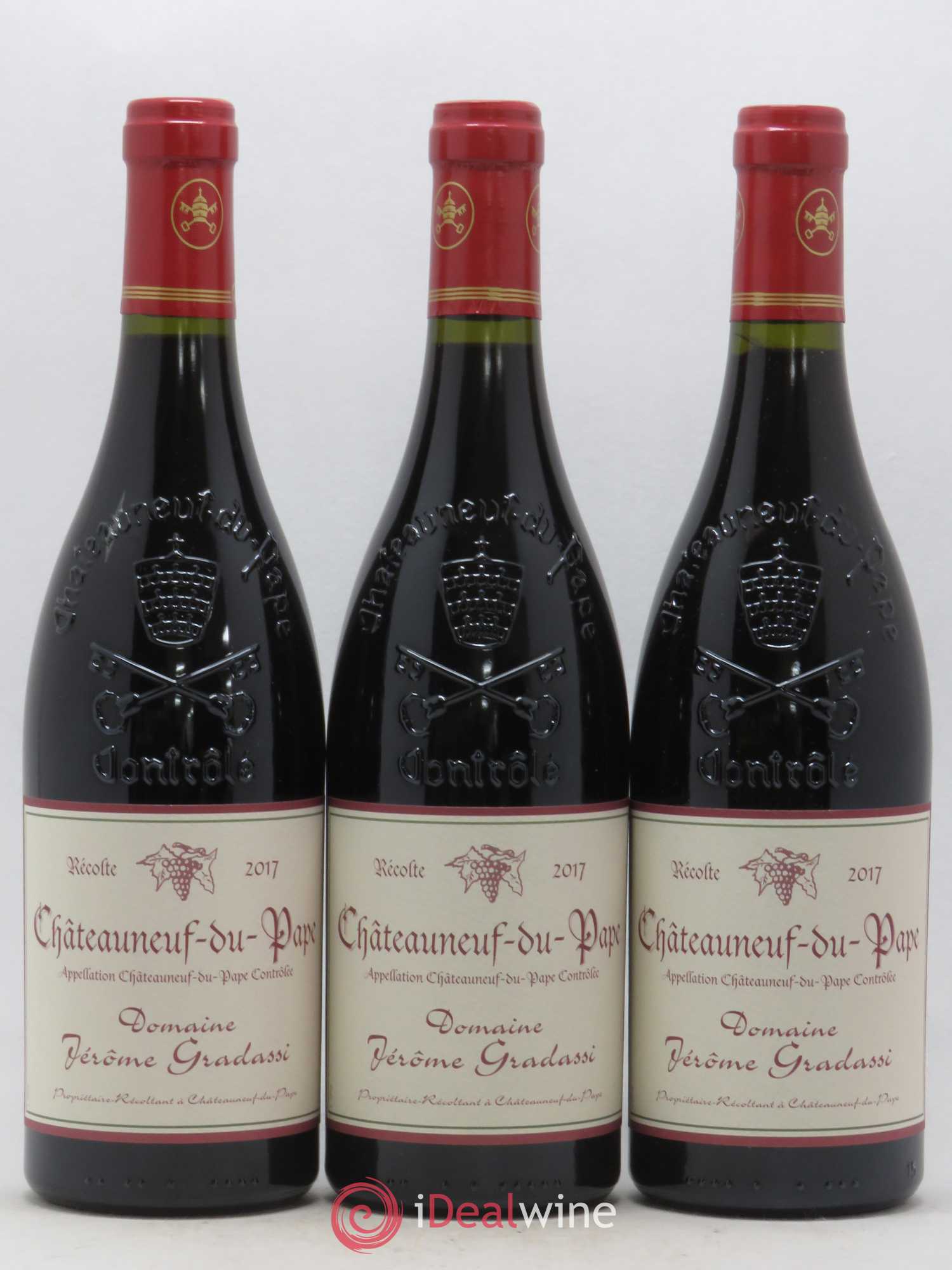 Châteauneuf-du-Pape Jerôme Gradassi (sans prix de réserve) 2017 - Posten von 3 Flaschen - 0