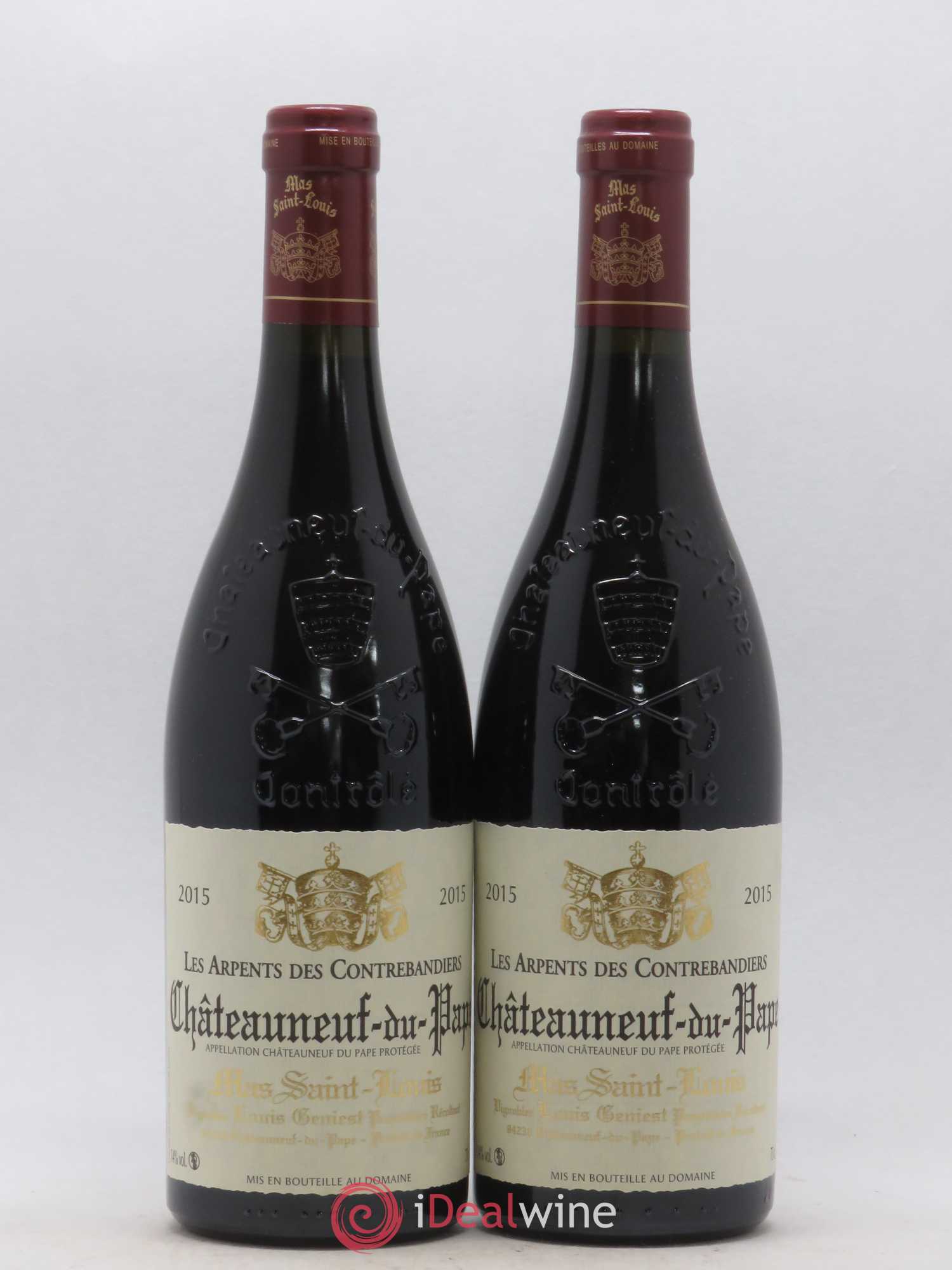 Châteauneuf-du-Pape Les Arpents Des Contrebandiers Mas Saint Louis 2015 - Posten von 2 Flaschen - 0