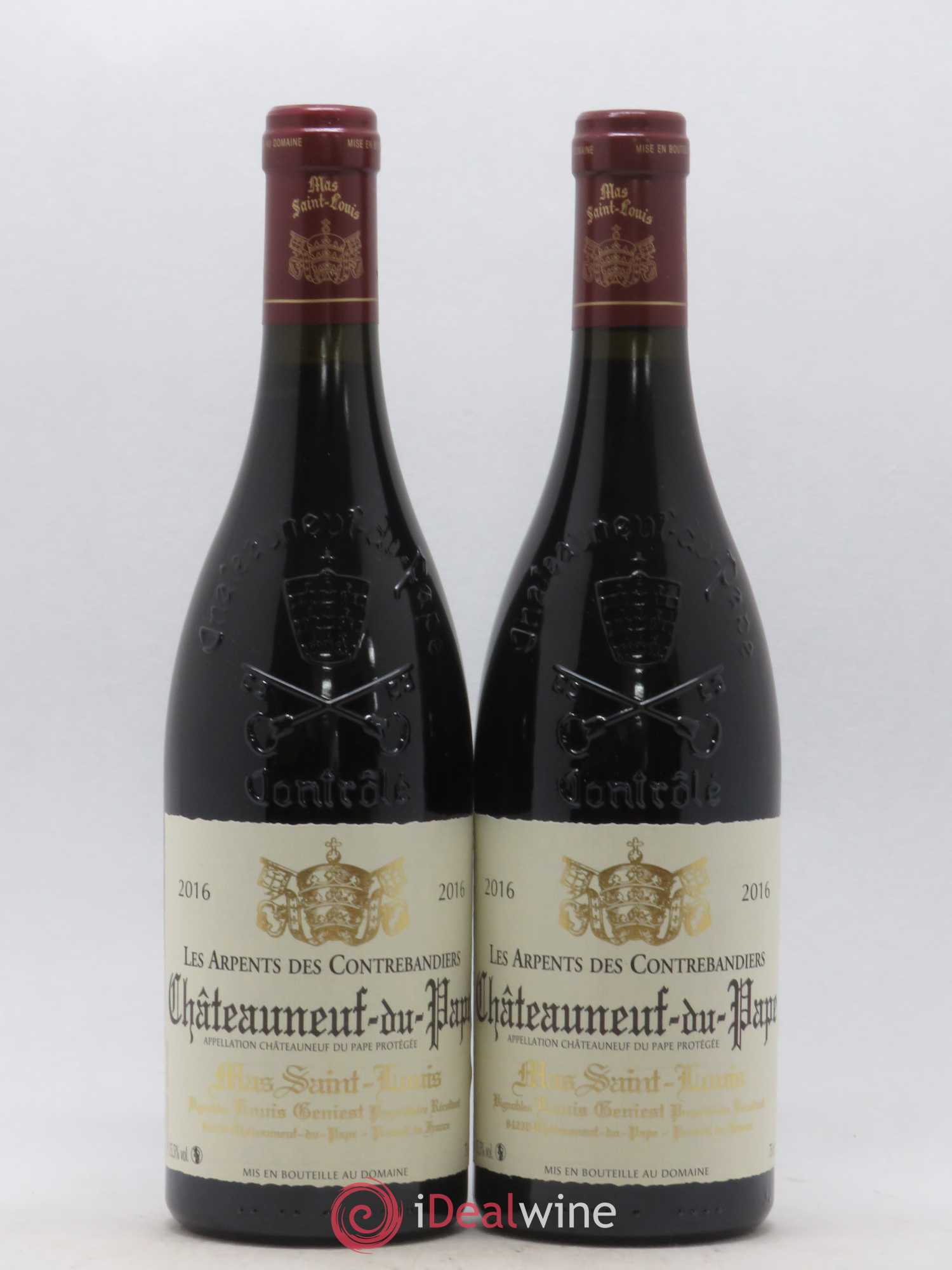 Châteauneuf-du-Pape Les Arpents Des Contrebandiers Mas Saint Louis 2016 - Posten von 2 Flaschen - 0
