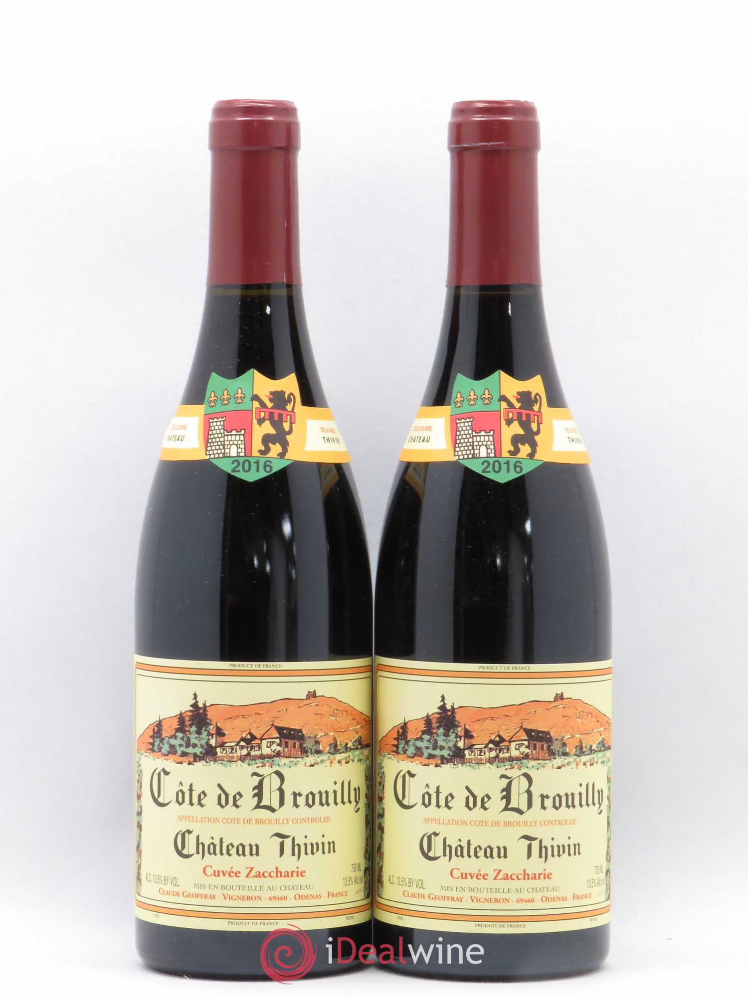Côte de Brouilly Cuvée Zaccharie Château Thivin 2016 - Lot de 2 bouteilles - 0