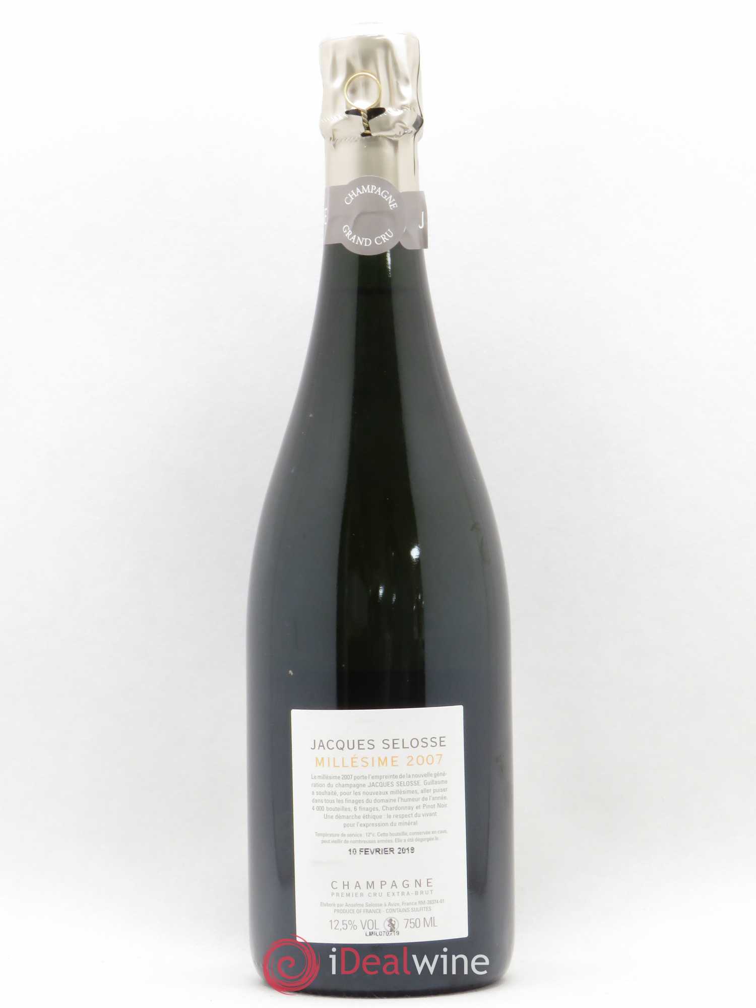 1er Cru Millésimé Extra-Brut Jacques Selosse  (sans prix de réserve) 2007 - Lot de 1 bouteille - 1