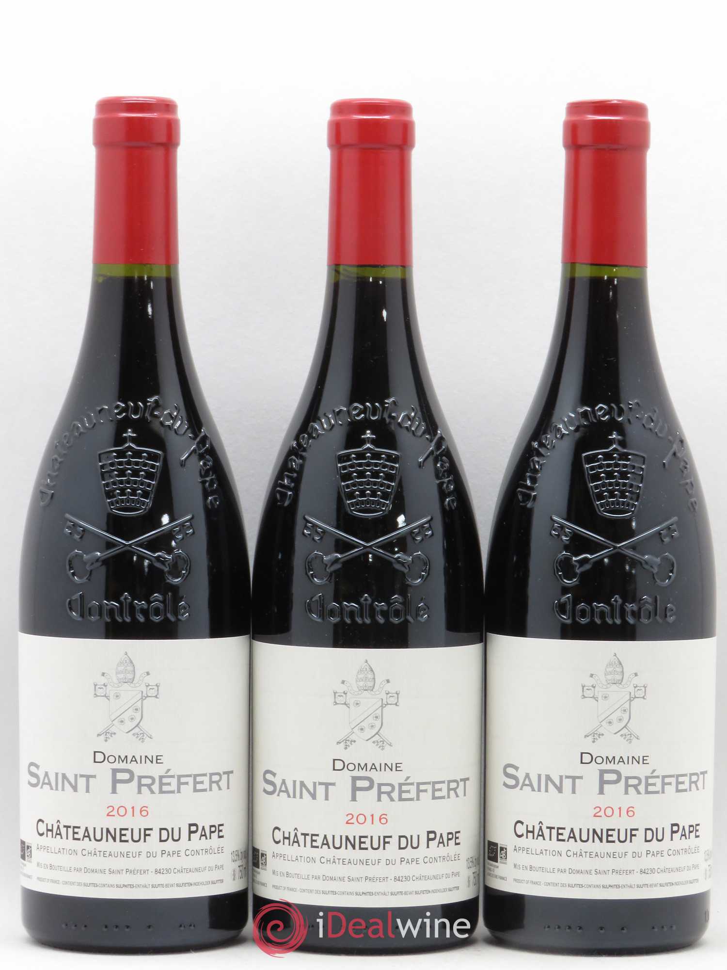 Châteauneuf-du-Pape Domaine Saint-Préfert (sans prix de réserve) 2016 - Lot de 3 bouteilles - 0