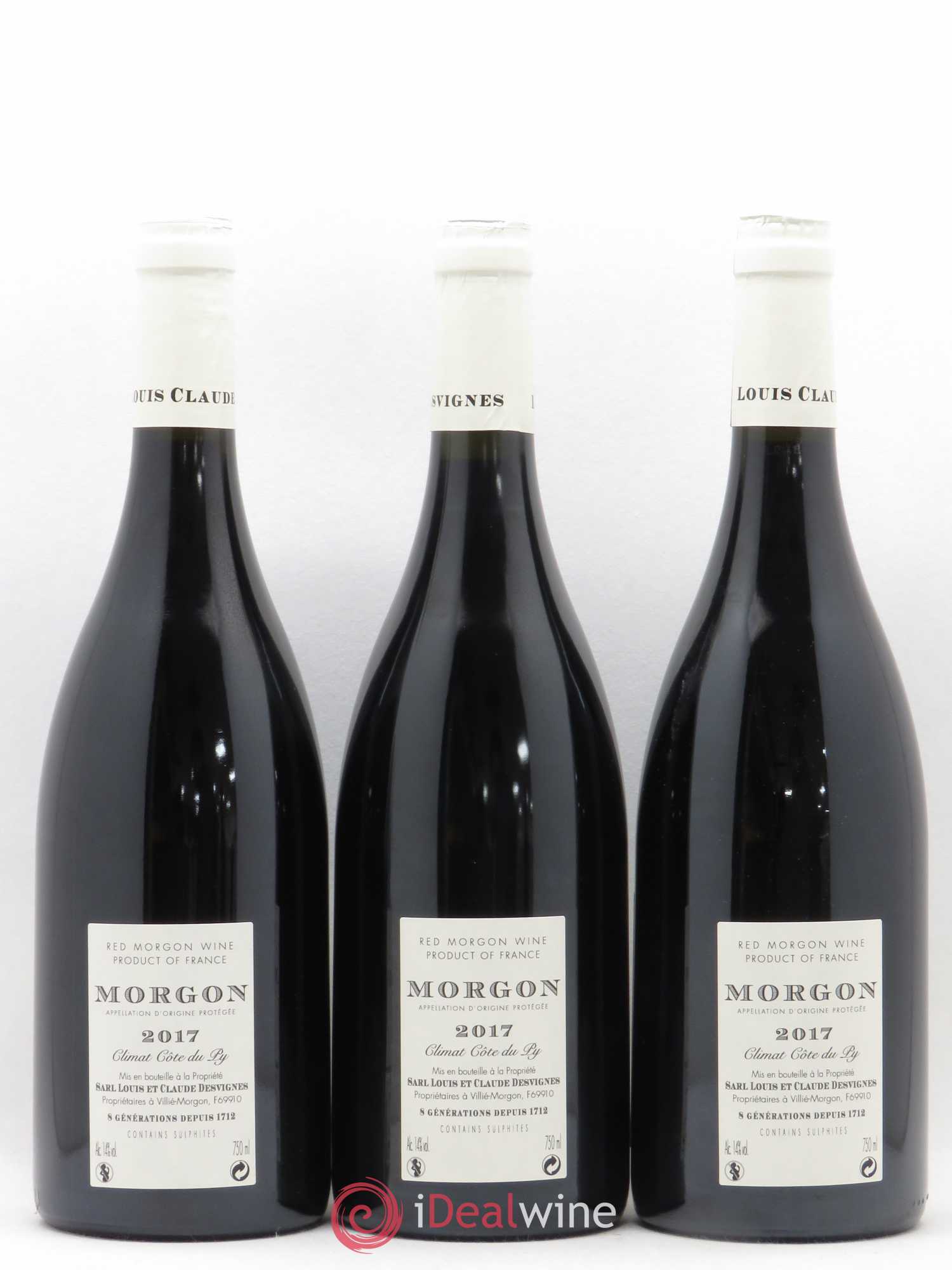 Morgon Côte de Py Javernières Louis-Claude Desvignes (sans prix de réserve) 2017 - Lot de 3 bouteilles - 1