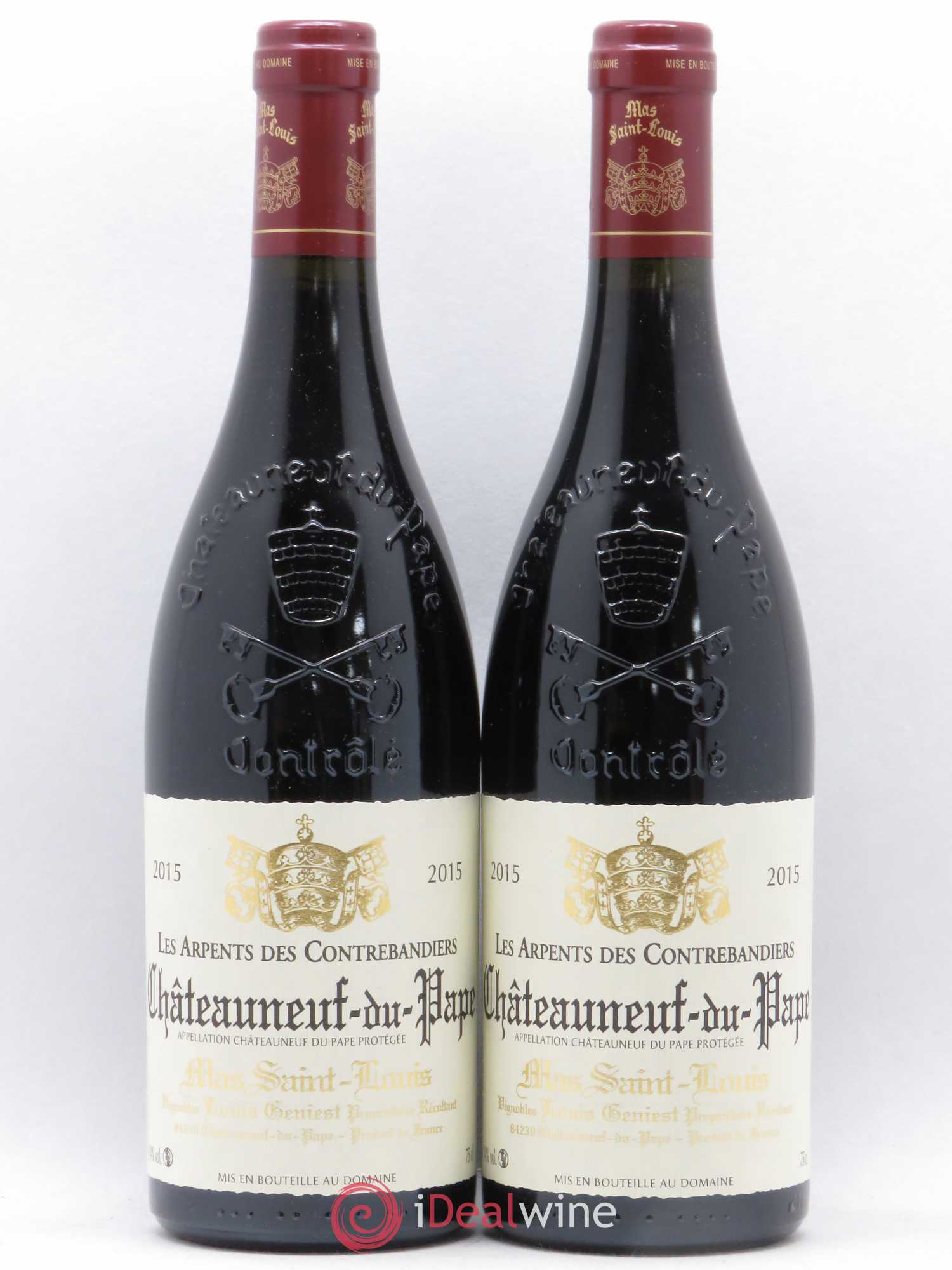 Châteauneuf-du-Pape Les Arpents des Contrebandiers Mas Saint-Louis (sans prix de réserve) 2015 - Lot de 2 bouteilles - 0