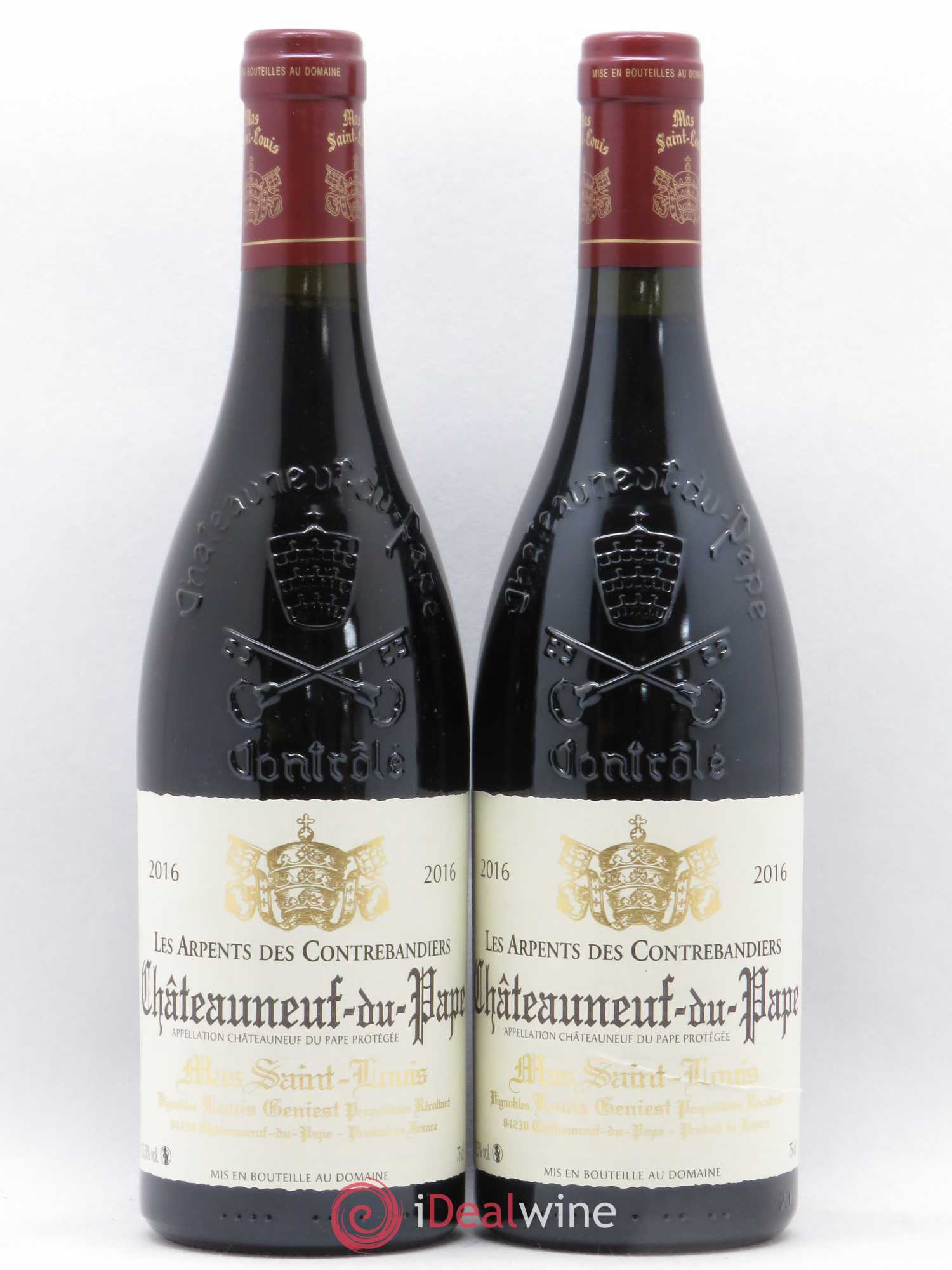 Châteauneuf-du-Pape Les Arpents des Contrebandiers Mas Saint-Louis 2016 - Lot de 2 bouteilles - 0