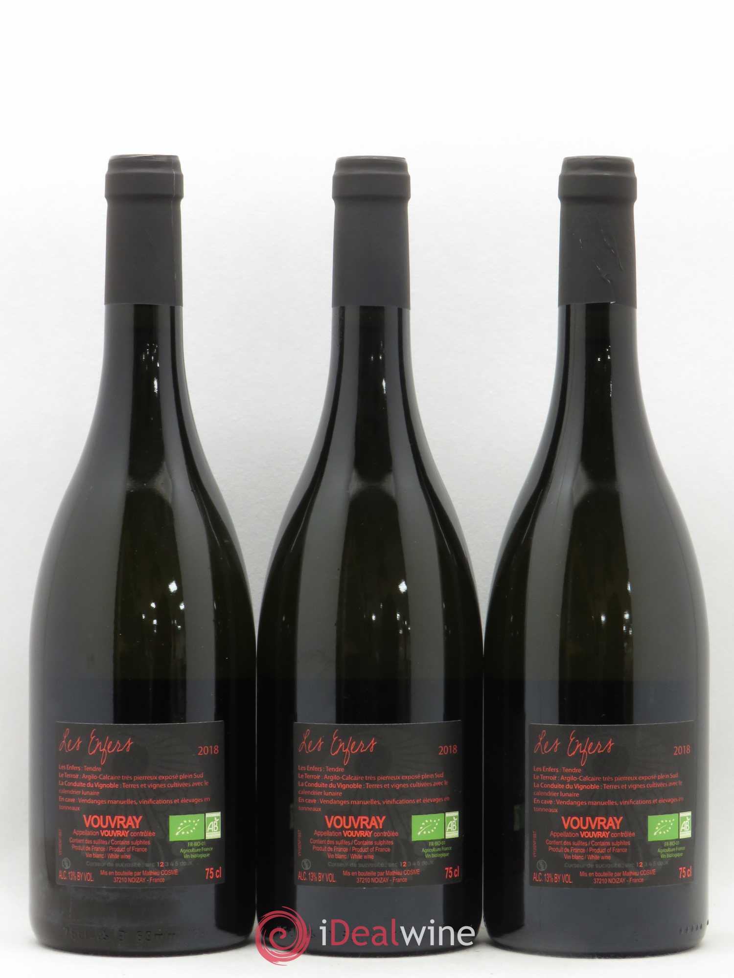 Vouvray Les Enfers Domaine de Beaumont Mathieu Cosme (sans prix de réserve) 2018 - Posten von 3 Flaschen - 1