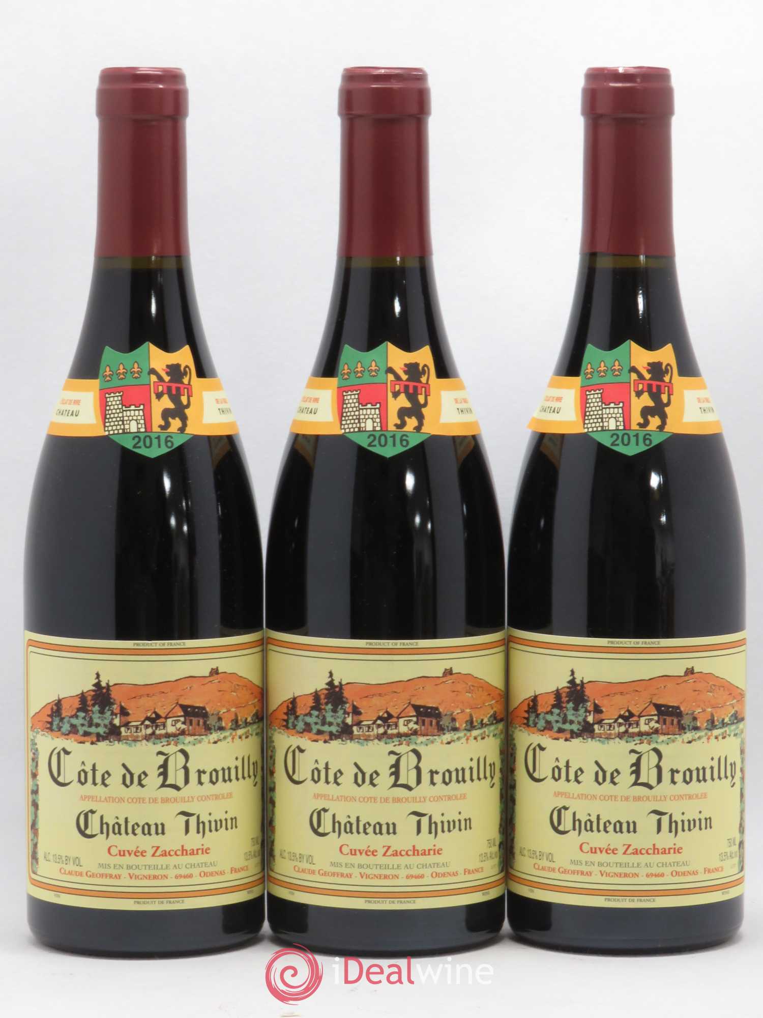 Côte de Brouilly Cuvée Zaccharie Château Thivin 2016 - Lot de 3 bouteilles - 0