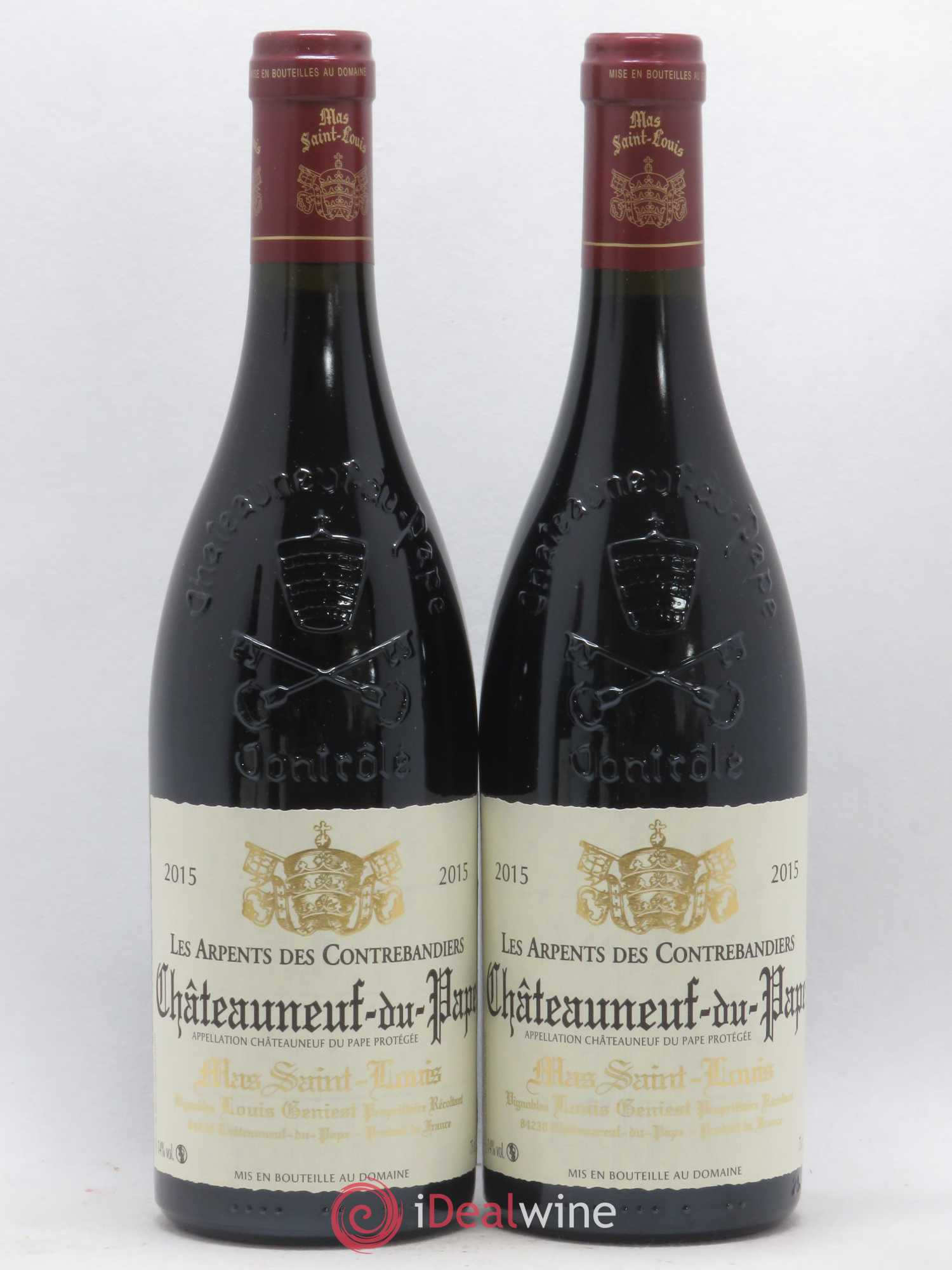 Châteauneuf-du-Pape Les Arpents des Contrebandiers Mas Saint-Louis 2015 - Lot de 2 bouteilles - 0