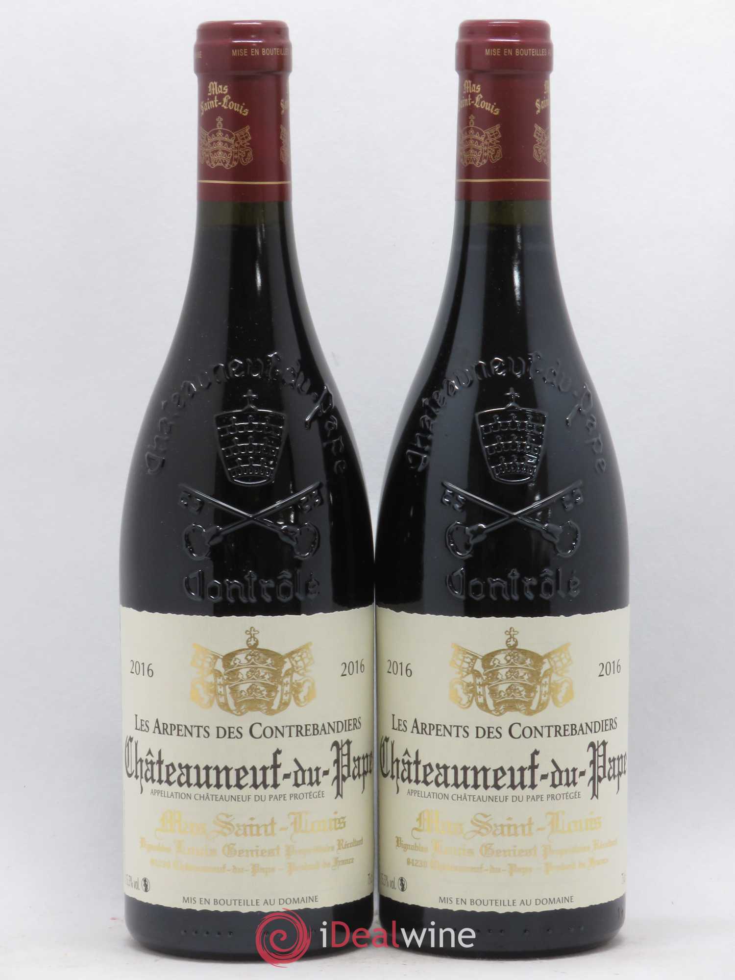 Châteauneuf-du-Pape Les Arpents des Contrebandiers Mas Saint-Louis 2016 - Lot de 2 bouteilles - 0