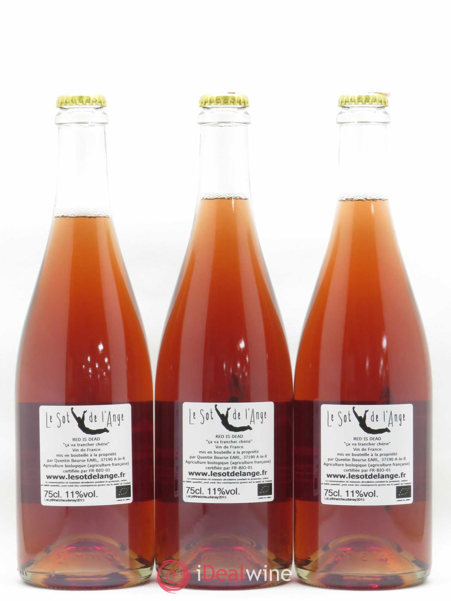 Vin de France Pet Nat Red is Dead Le Sot de l'Ange (sans prix de réserve) 2015 - Posten von 3 Flaschen - 1