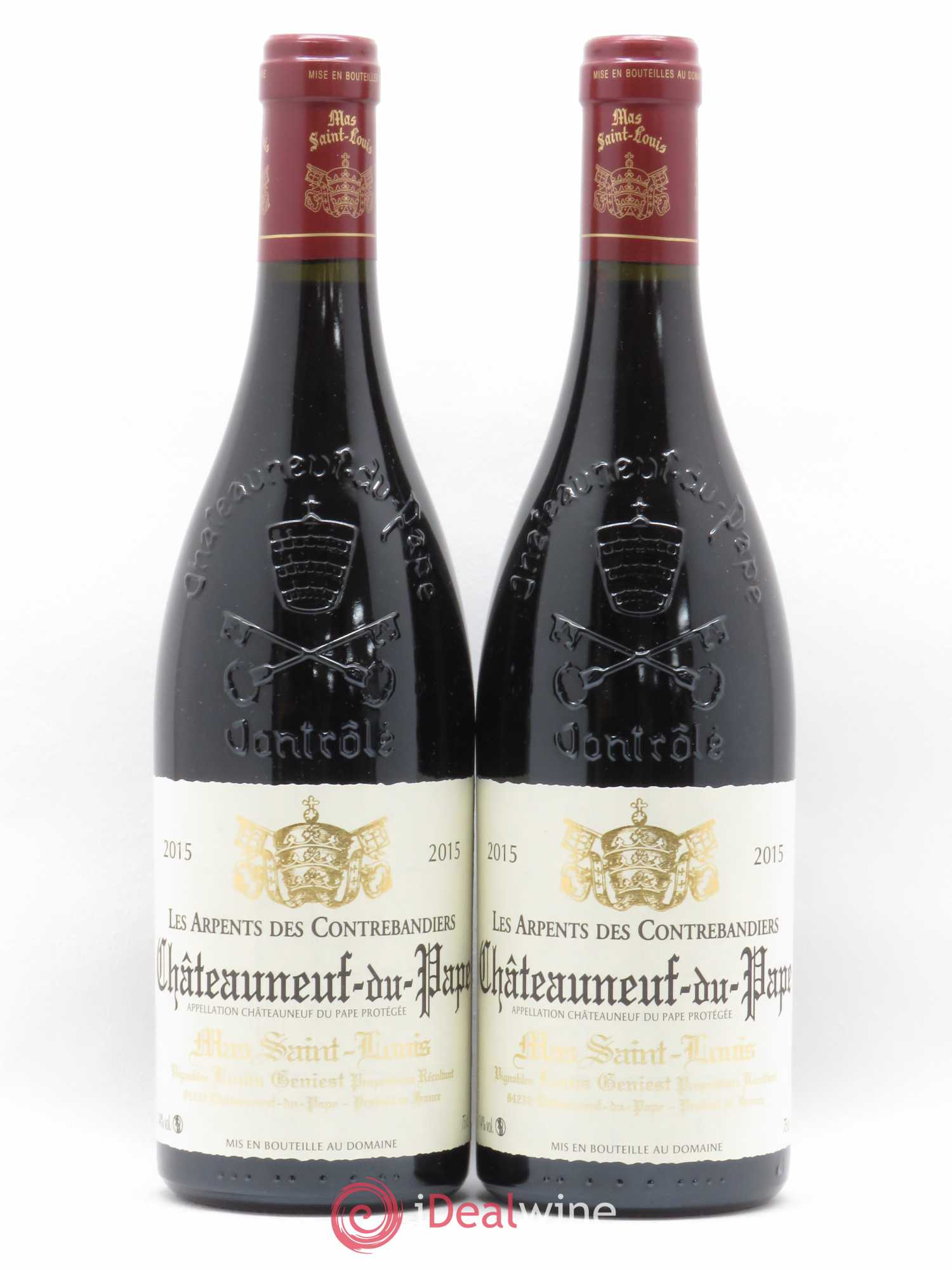 Châteauneuf-du-Pape Les Arpents des Contrebandiers Mas Saint-Louis 2015 - Lot de 2 bouteilles - 0