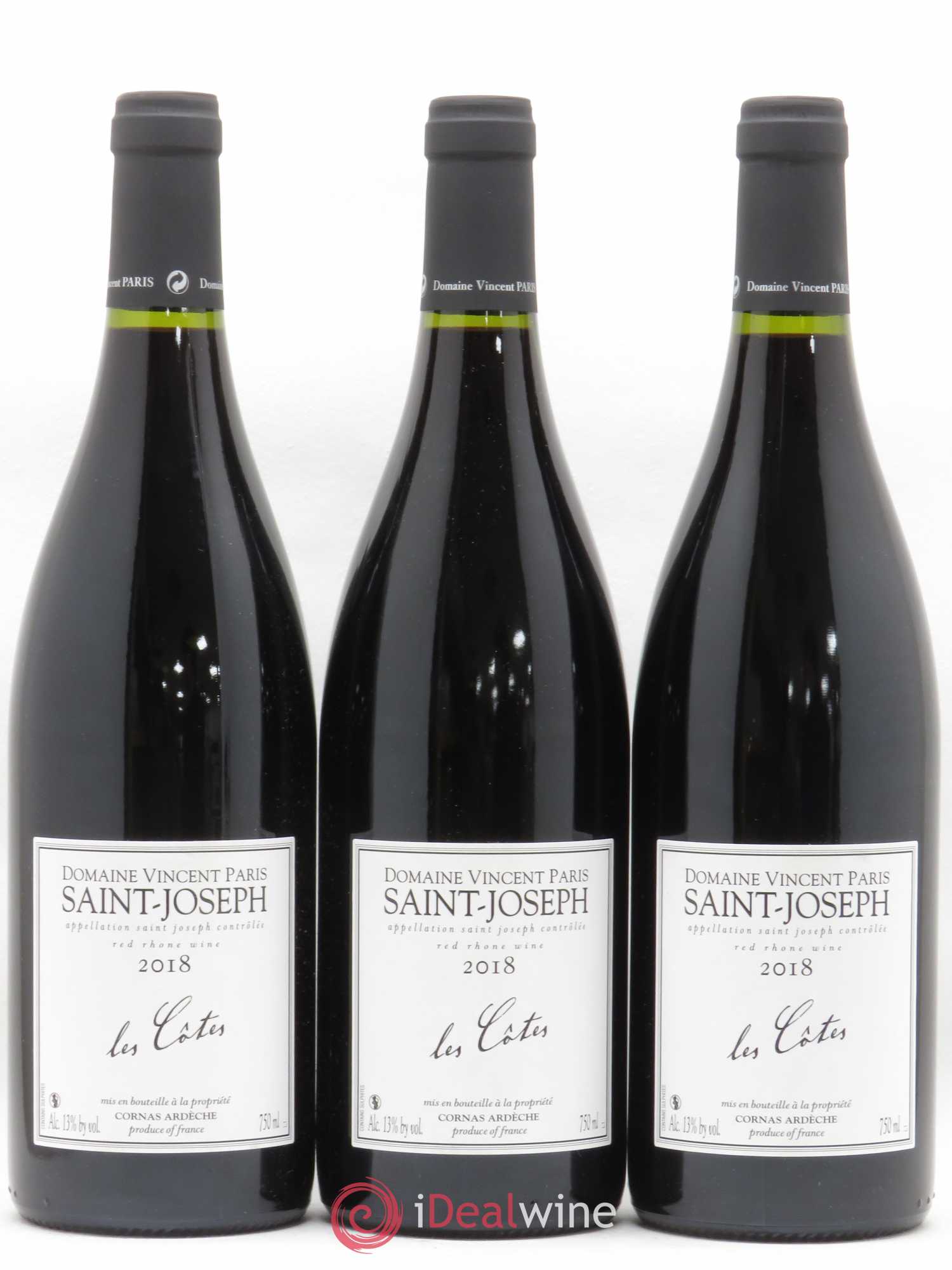 Saint-Joseph Les Côtes Vincent Paris (sans prix de réserve) 2018 - Posten von 3 Flaschen - 0