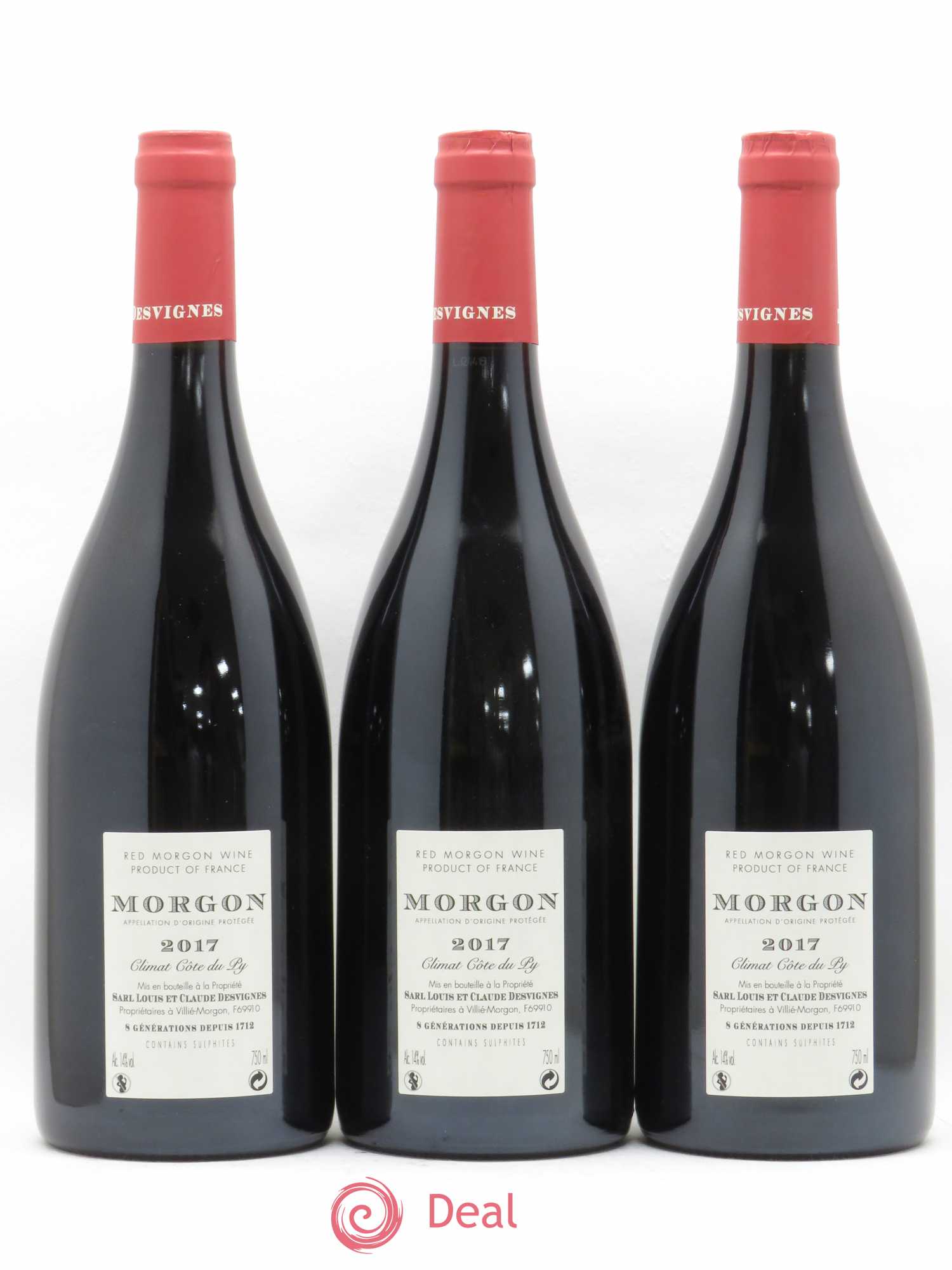 Morgon Côte du Py Louis-Claude Desvignes 2017 - Lot de 3 bouteilles - 1