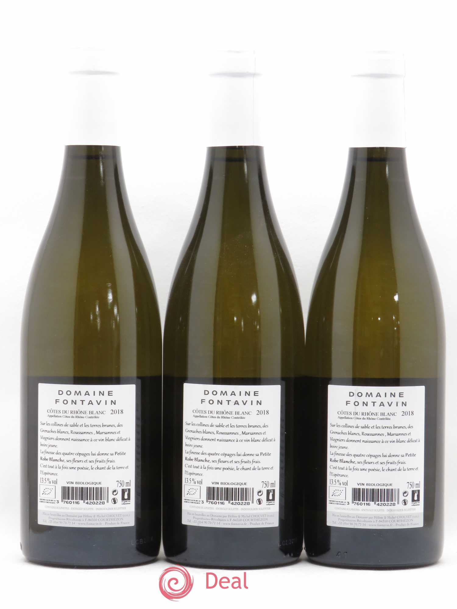Côtes-du-Rhône La Petite Robe Blanche Domaine Fontavin (sans prix de réserve) 2018 - Posten von 3 Flaschen - 1