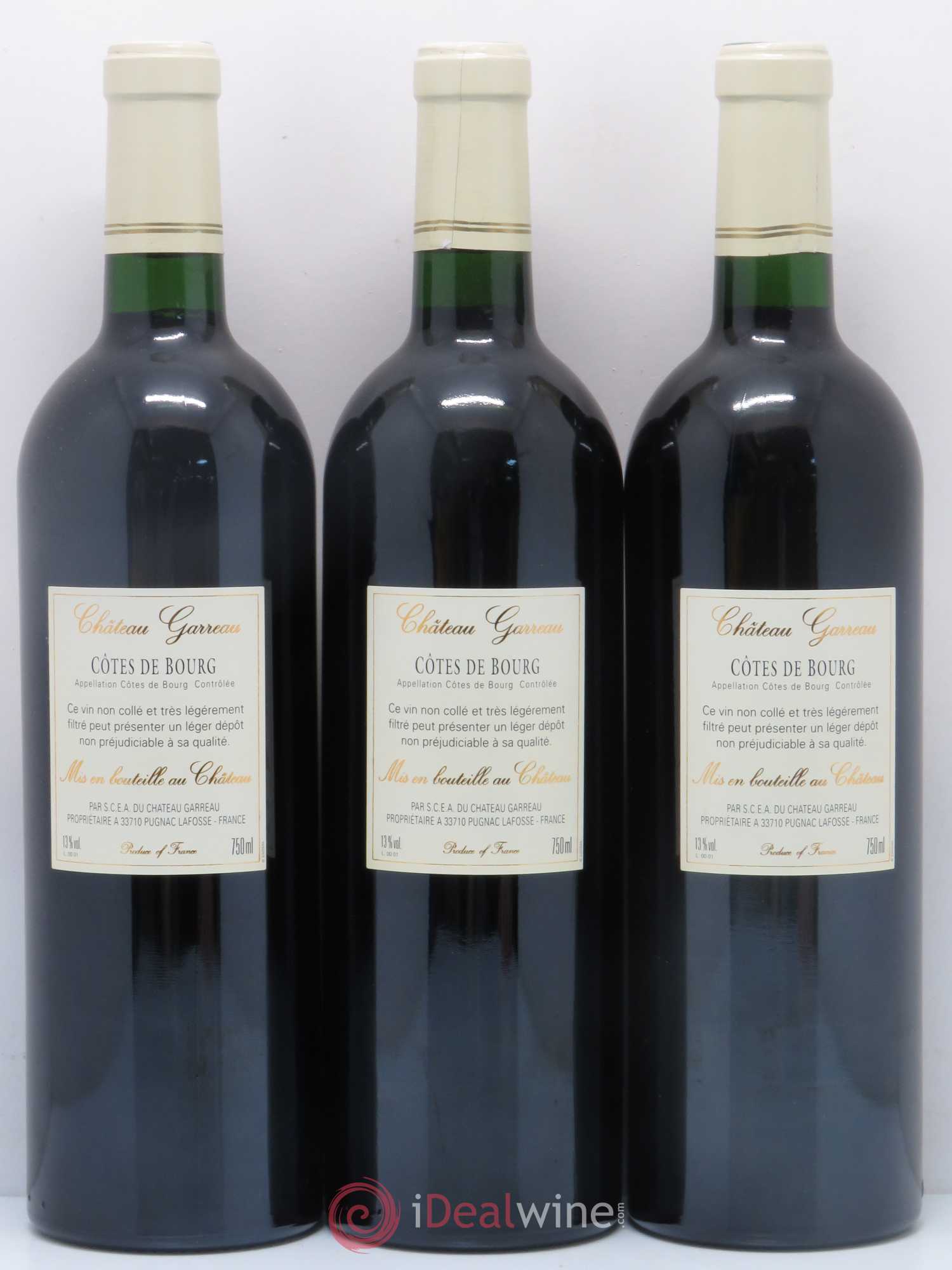 Côtes de Bourg Château Garreau (sans prix de réserve) 2000 - Posten von 3 Flaschen - 1