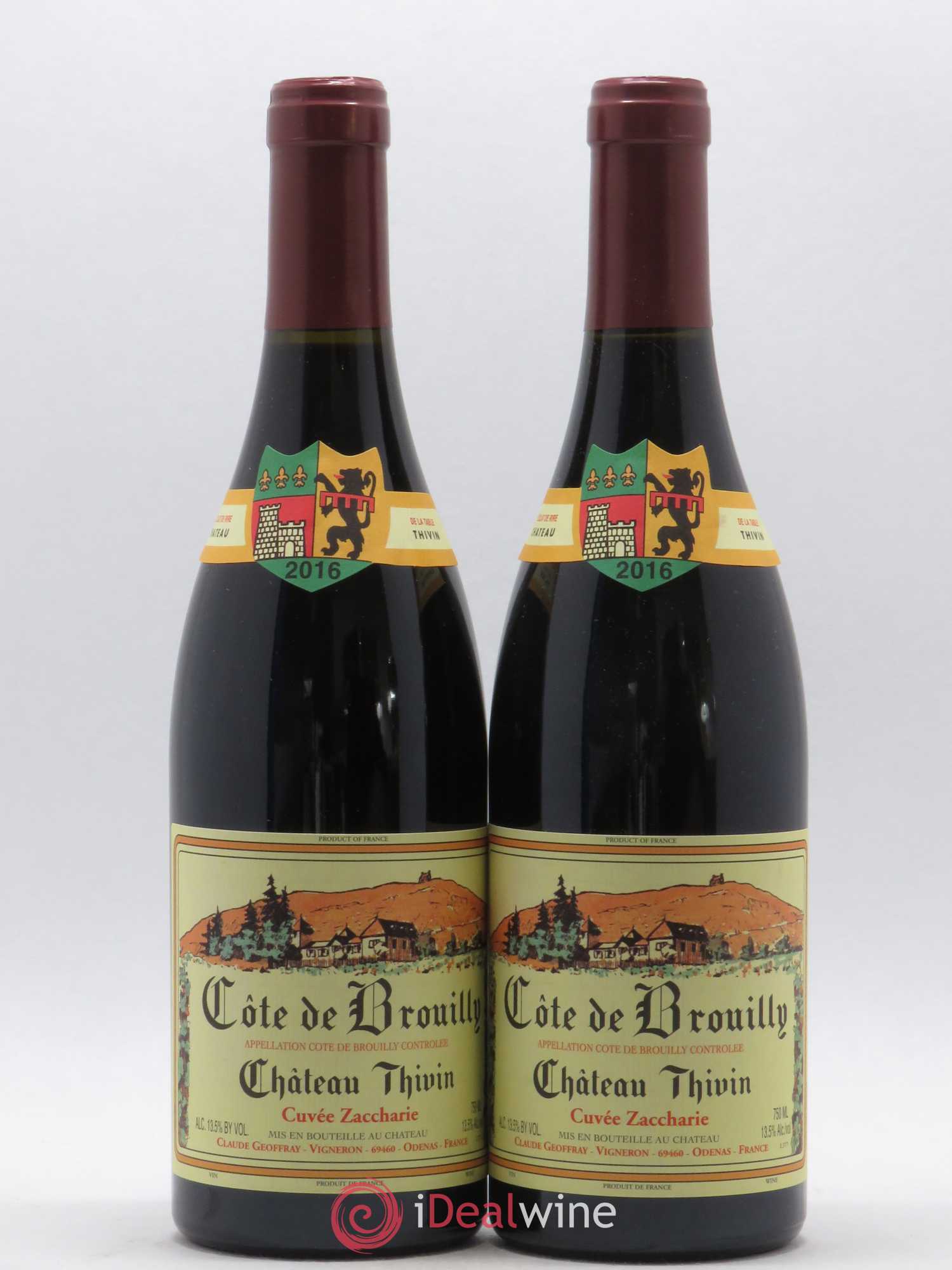 Côte de Brouilly Cuvée Zaccharie Château Thivin (sans prix de réserve) 2016 - Lot de 2 bouteilles - 0