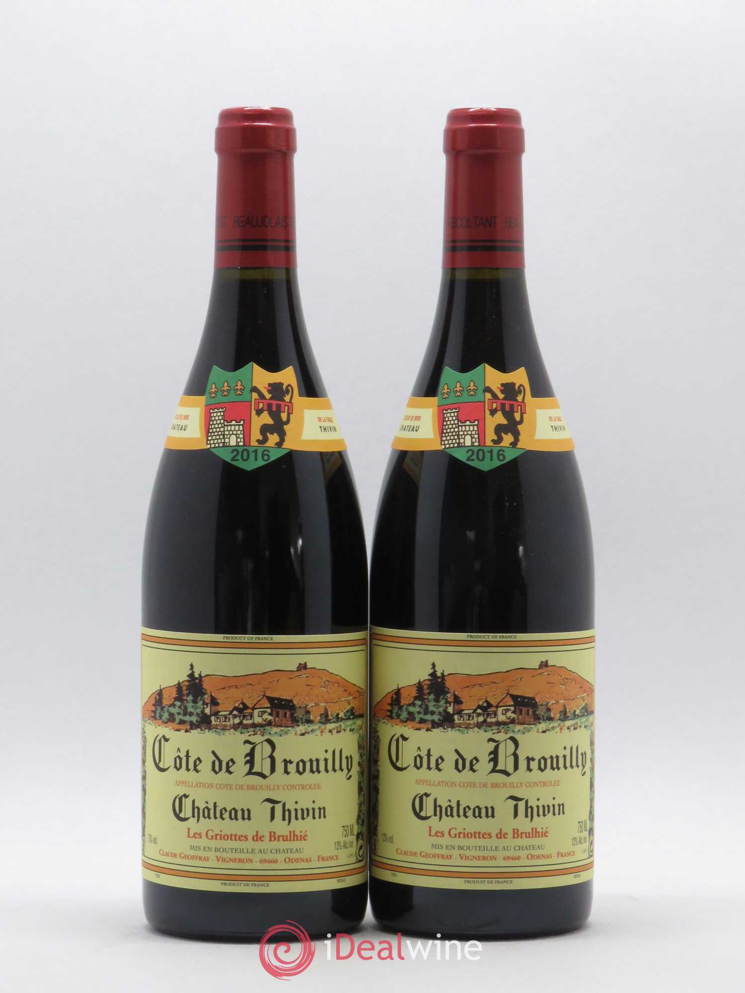 Côte de Brouilly Les Griottes de Brulhié Château Thivin (sans prix de réserve) 2016 - Lot de 2 bouteilles - 0