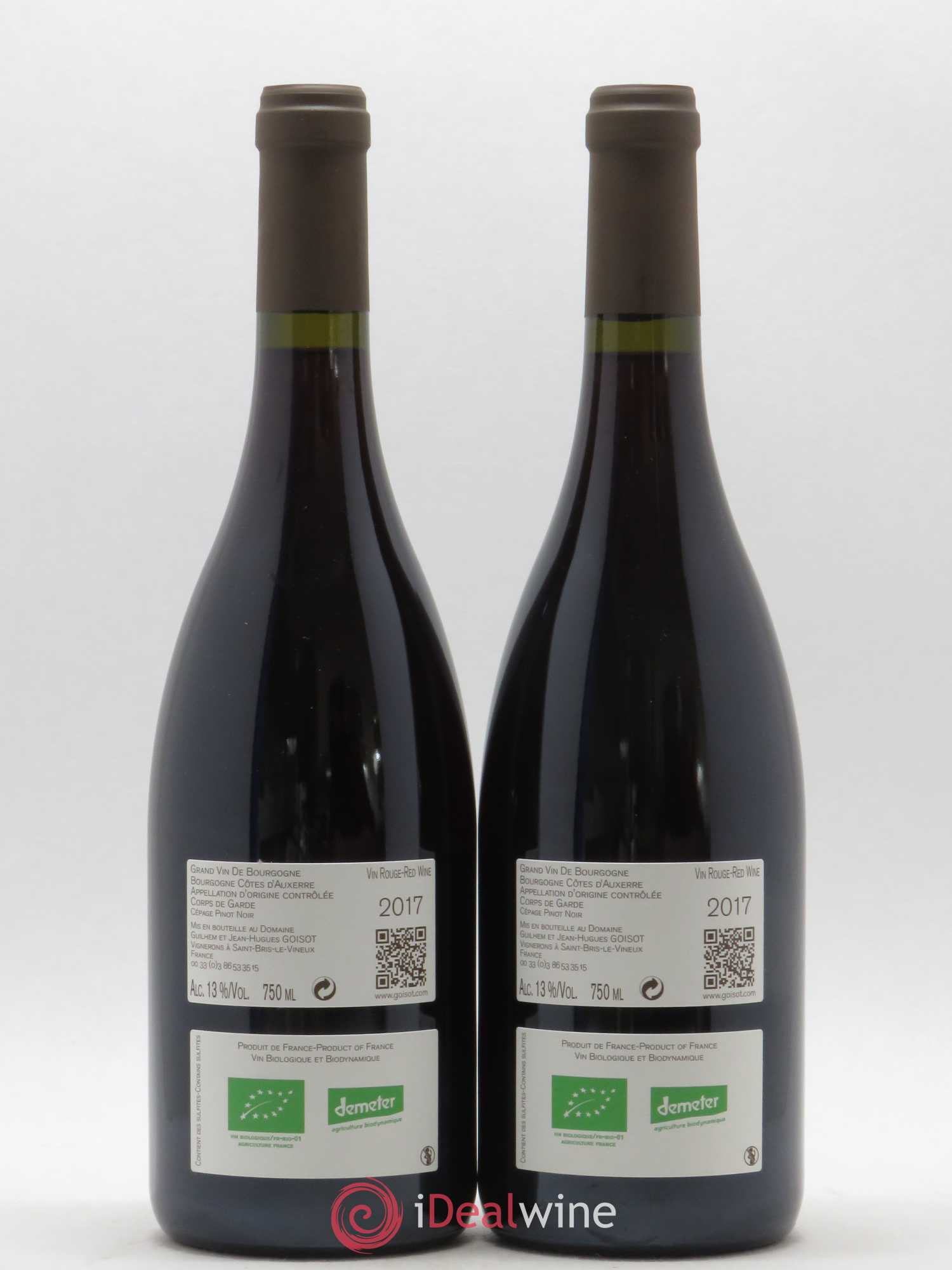 Bourgogne Côtes d'Auxerre Corps de Garde Goisot  (senza prezzo di riserva) 2017 - Lotto di 2 bottiglie - 1