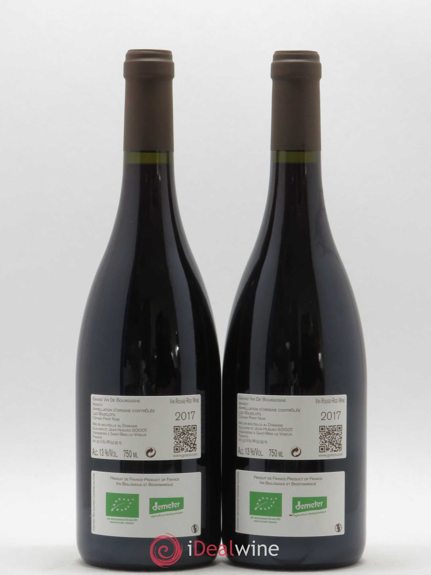 Irancy Domaine Goisot Les Mazelots (sans prix de réserve) 2017 - Posten von 2 Flaschen - 1