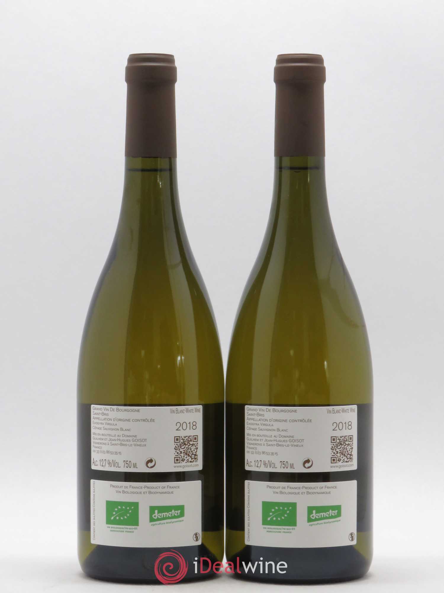 Saint-Bris Exogyra Virgula Goisot (sans prix de réserve) 2018 - Lot de 2 bouteilles - 1