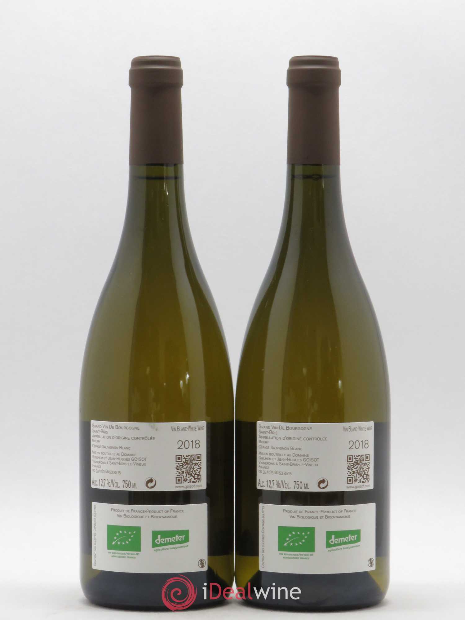 Bourgogne Saint-Bris Moury Domaine Goisot (sans prix de réserve) 2018 - Posten von 2 Flaschen - 1