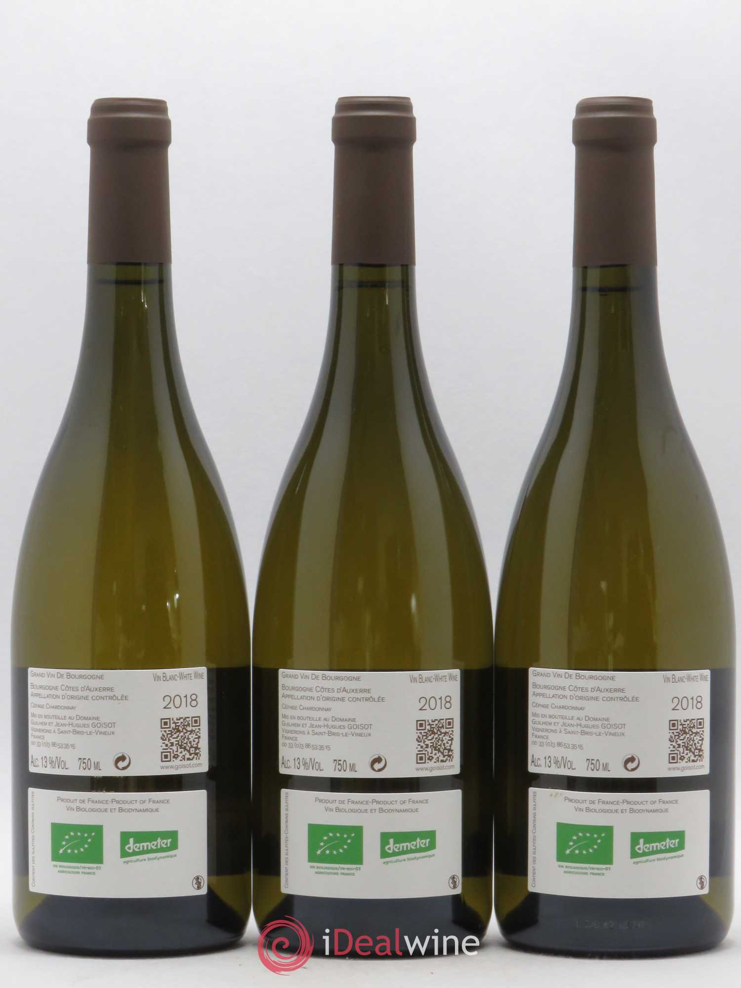 Bourgogne Côtes D'Auxerre Domaine Goisot (sans prix de réserve) 2018 - Posten von 3 Flaschen - 1