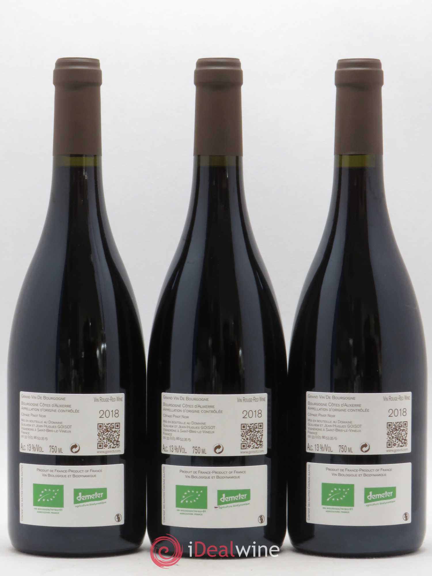 Bourgogne Côtes D'Auxerre Domaine Goisot (sans prix de réserve) 2018 - Posten von 3 Flaschen - 1