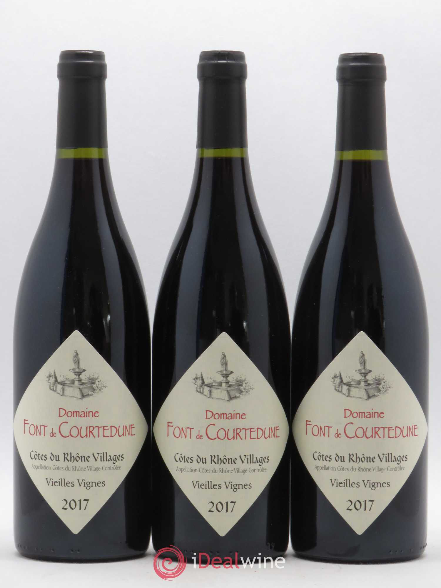 Côtes-du-Rhône Villages Domaine Font De Courtedune vieilles vignes (sans prix de réserve) 2017 - Posten von 3 Flaschen - 0