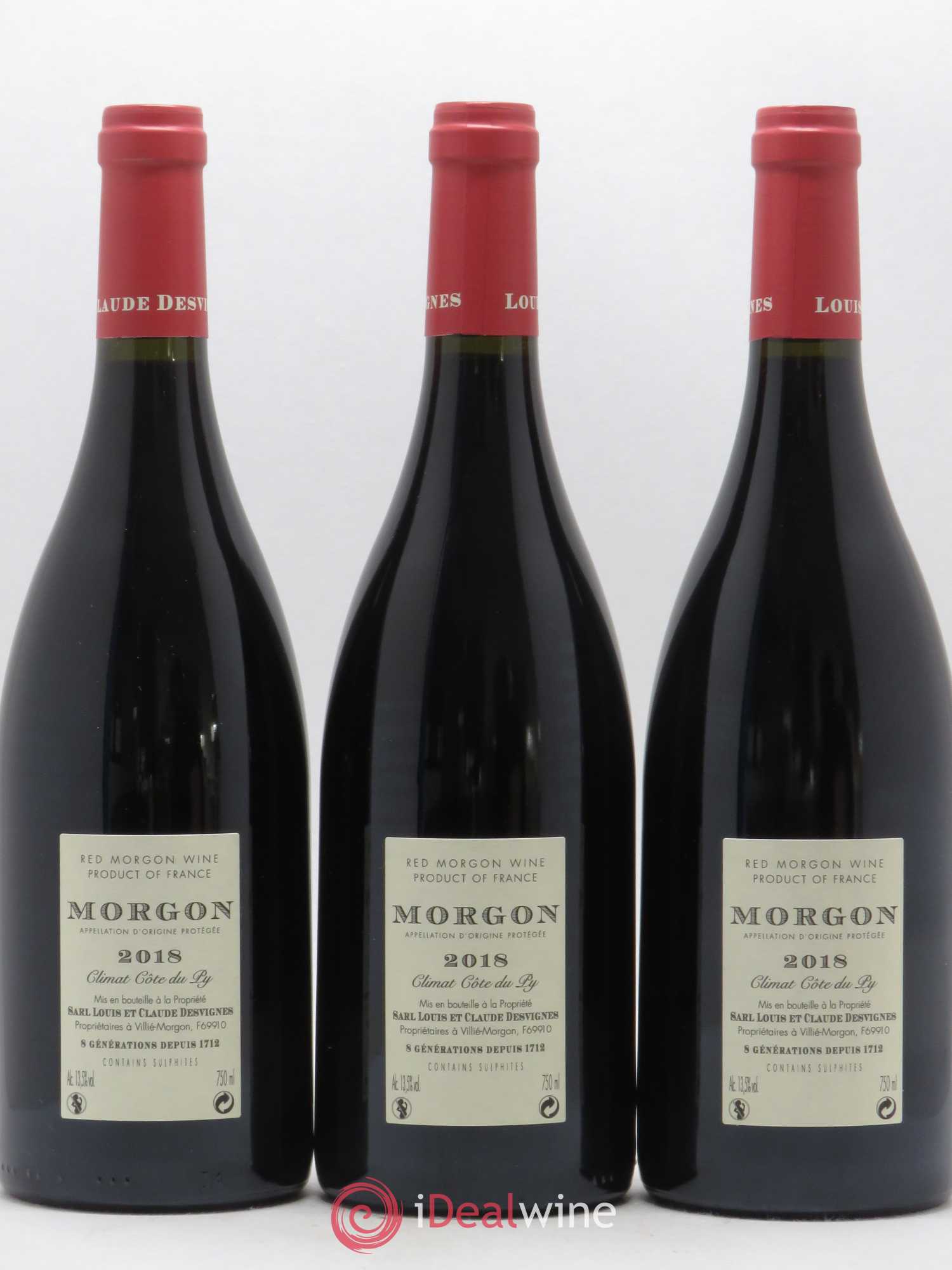 Morgon Côte de Py Javernières Louis-Claude Desvignes  (sans prix de réserve) 2018 - Lot de 3 bouteilles - 1