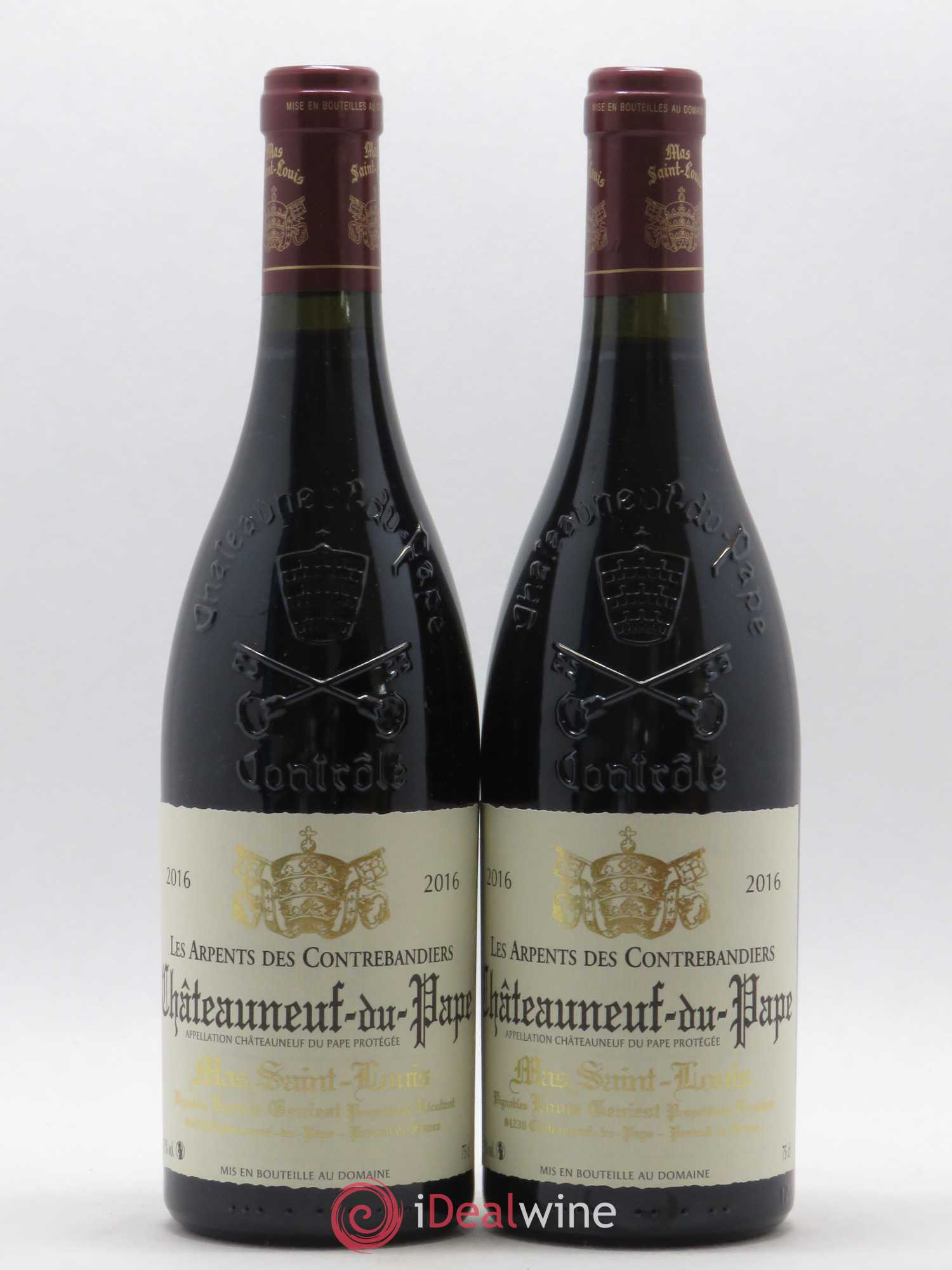 Châteauneuf-du-Pape Les Arpents des Contrebandiers Mas Saint-Louis (sans prix de réserve) 2016 - Lot de 2 bouteilles - 0