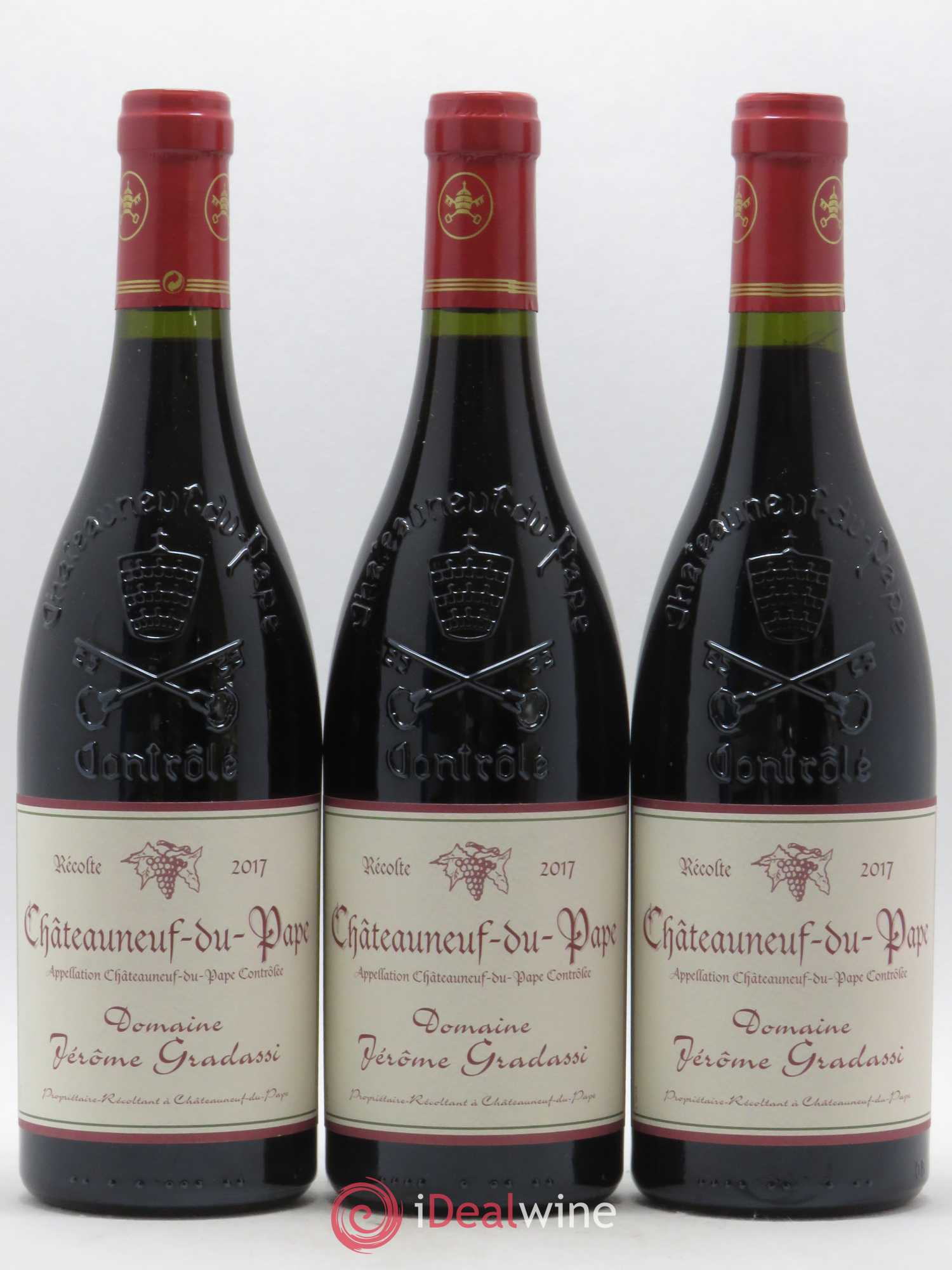 Châteauneuf-du-Pape Jerôme Gradassi (sans prix de réserve) 2017 - Posten von 3 Flaschen - 0