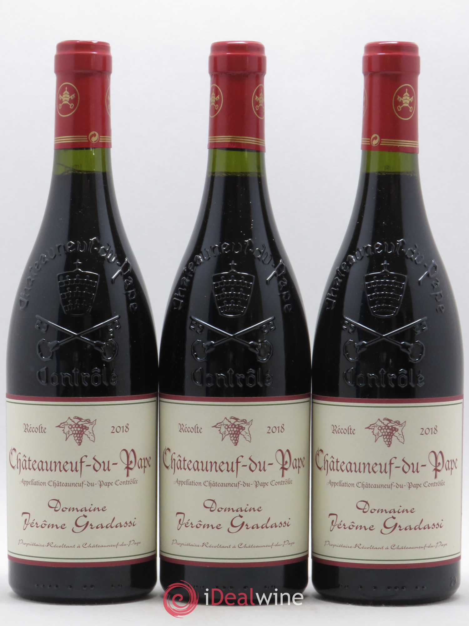 Châteauneuf-du-Pape Jerôme Gradassi (sans prix de réserve) 2018 - Posten von 3 Flaschen - 0