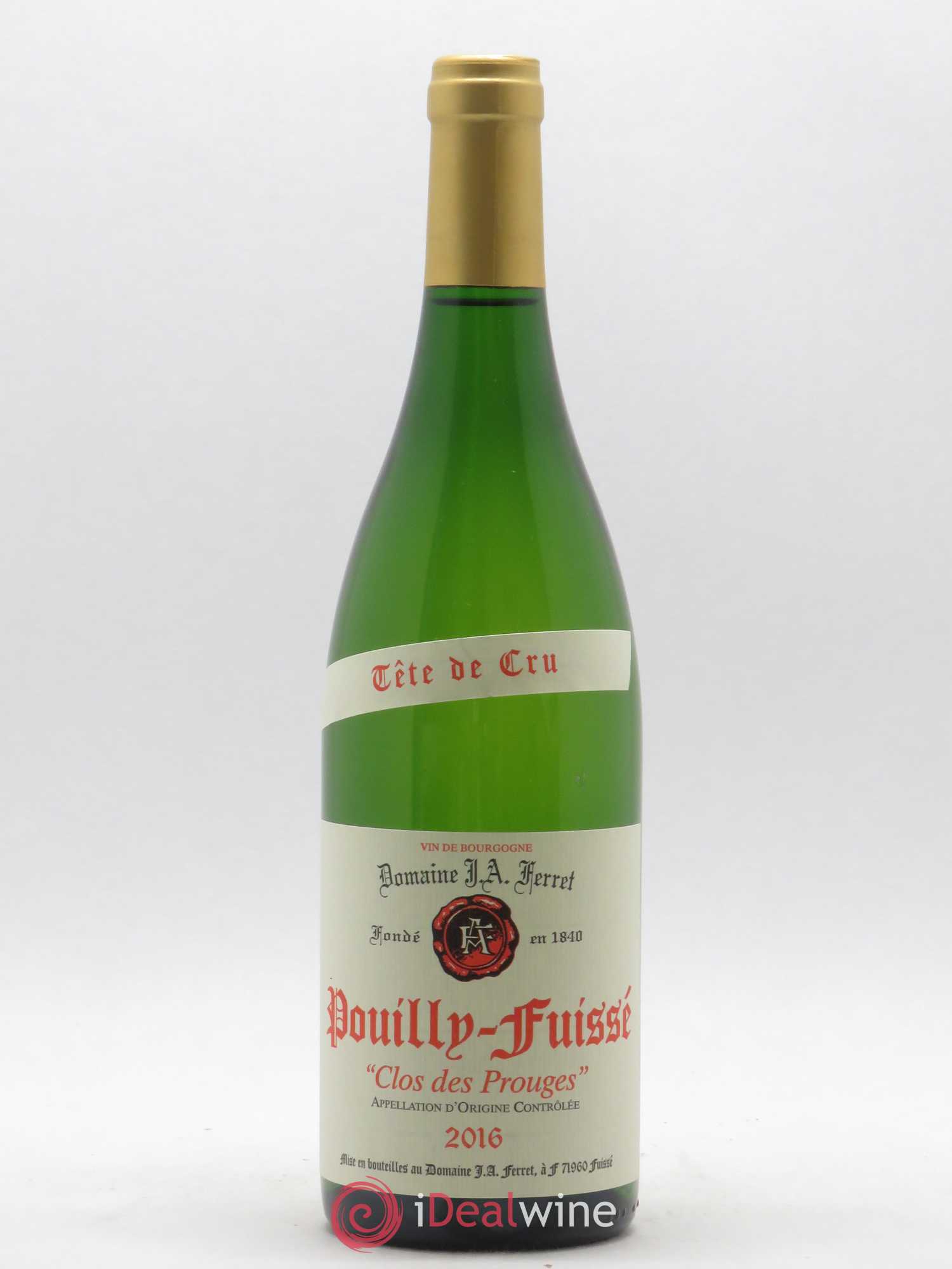 Pouilly-Fuissé Tête de Cru Clos des Prouges J.A. Ferret (Domaine) (sans prix de réserve) 2016 - Lot de 1 bouteille - 0