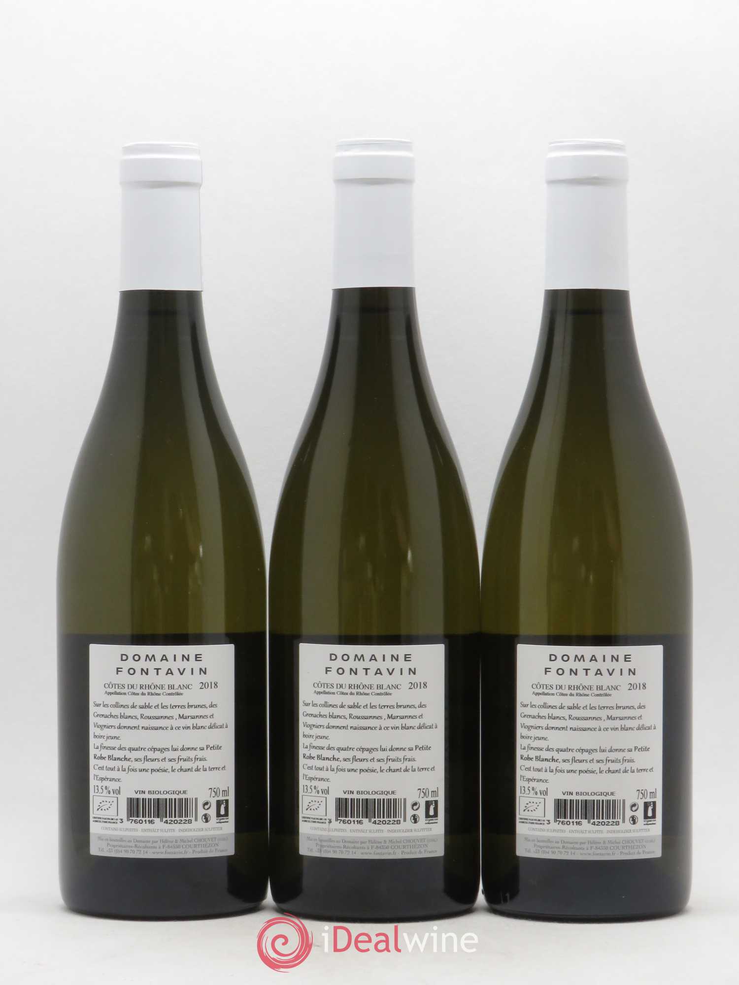 Côtes-du-Rhône Domaine Fontavin La Petite Robe Blanche (sans prix de réserve) 2018 - Posten von 3 Flaschen - 1