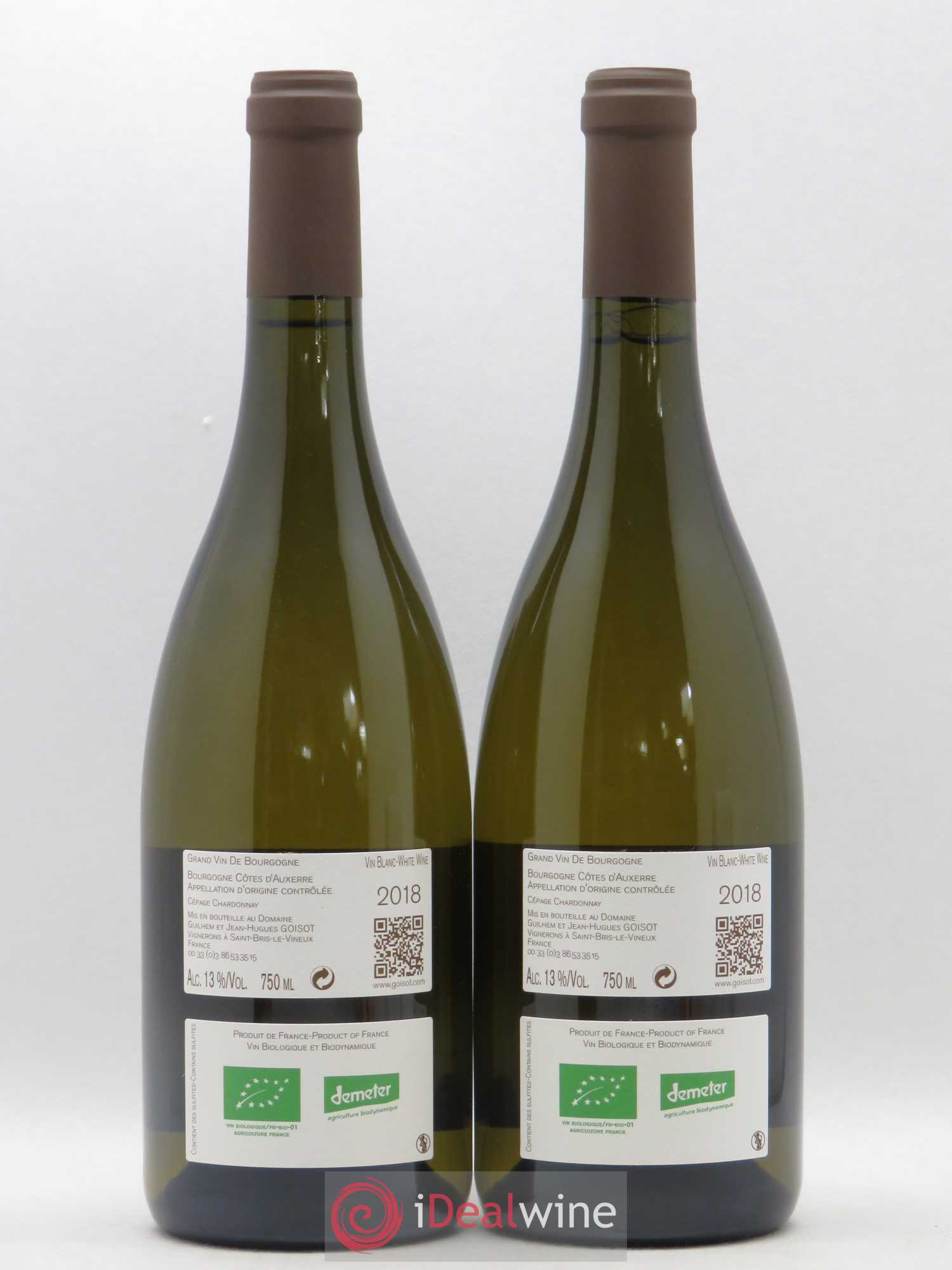 Bourgogne Cotes d'Auxerre Domaine Goisot (sans prix de reserve) 2018 - Posten von 2 Flaschen - 1