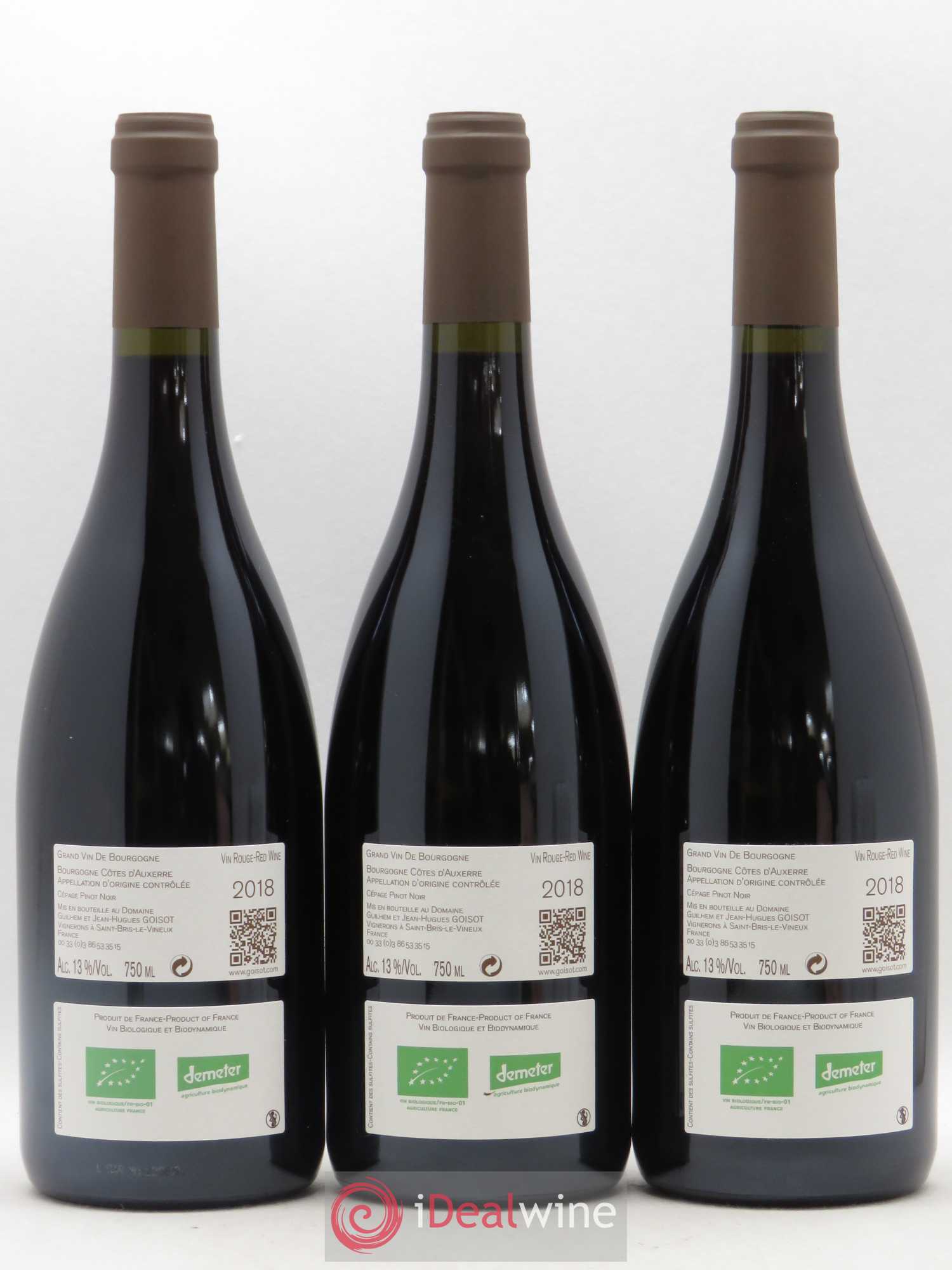 Bourgogne Cotes d'Auxerre Domaine Goisot (sans prix de reserve) 2018 - Posten von 3 Flaschen - 1