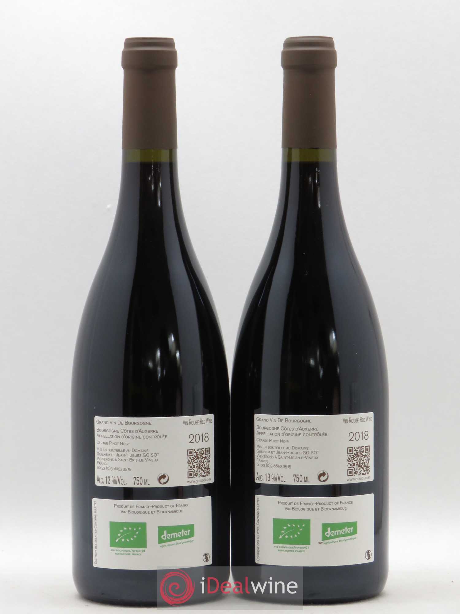 Bourgogne Cotes d'Auxerre Domaine Goisot (sans prix de reserve) 2018 - Posten von 2 Flaschen - 1