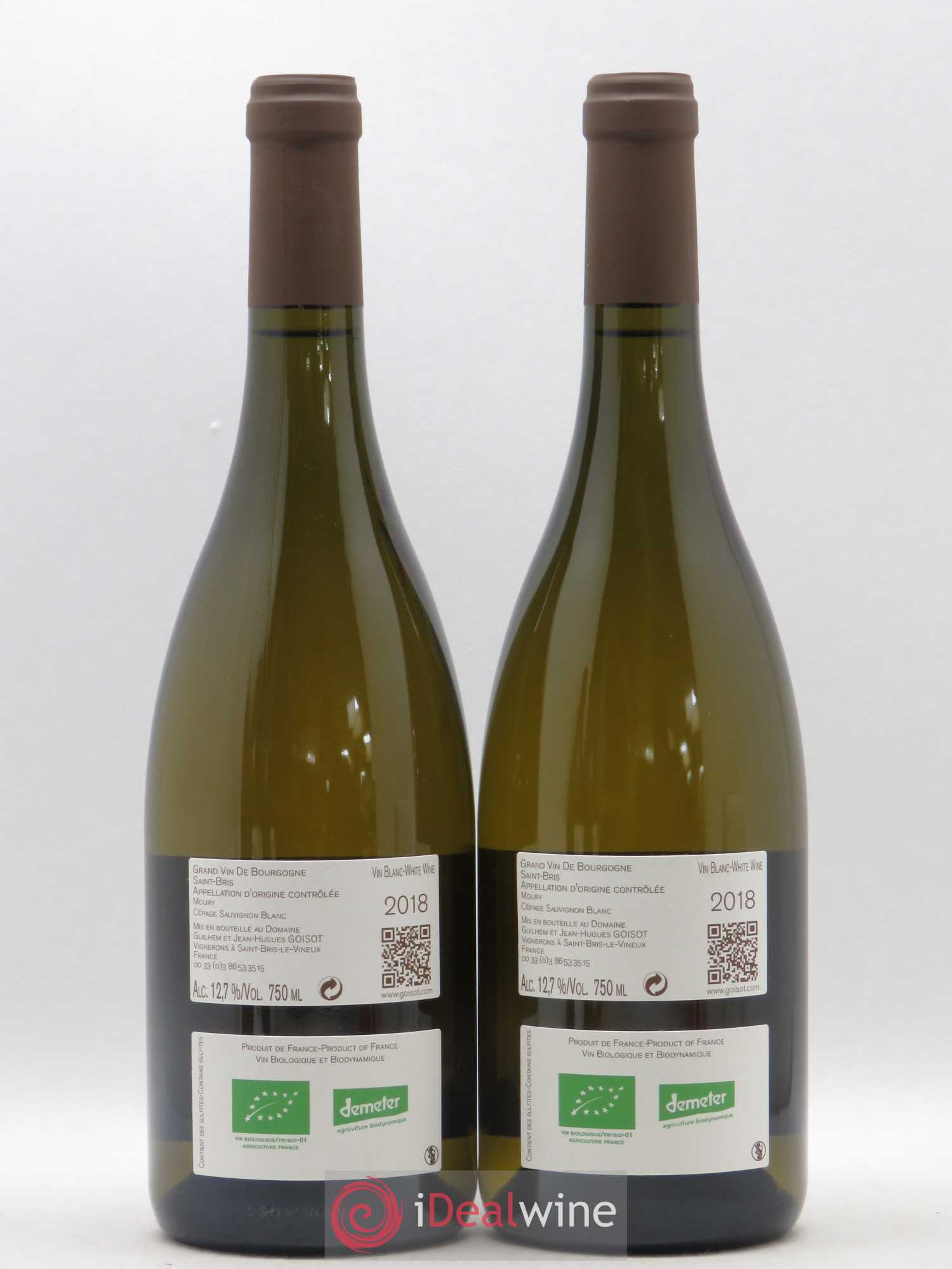Bourgogne Saint-Bris Moury Domaine Goisot (sans prix de reserve) 2018 - Posten von 2 Flaschen - 1