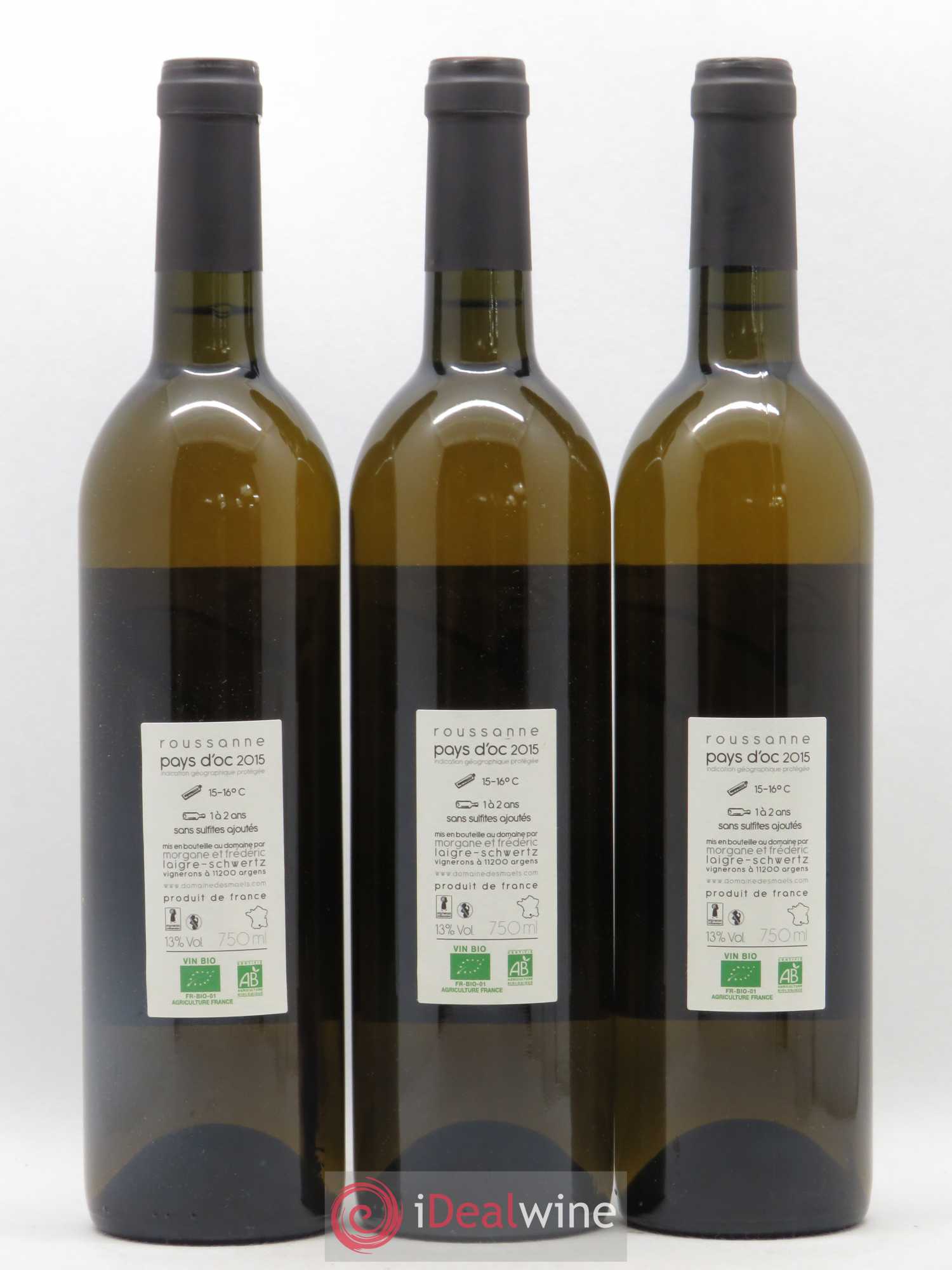Pays d'Oc Roussanne Le M des Maels - Domaine des Maels (sans prix de reserve) 2015 - Posten von 3 Flaschen - 1