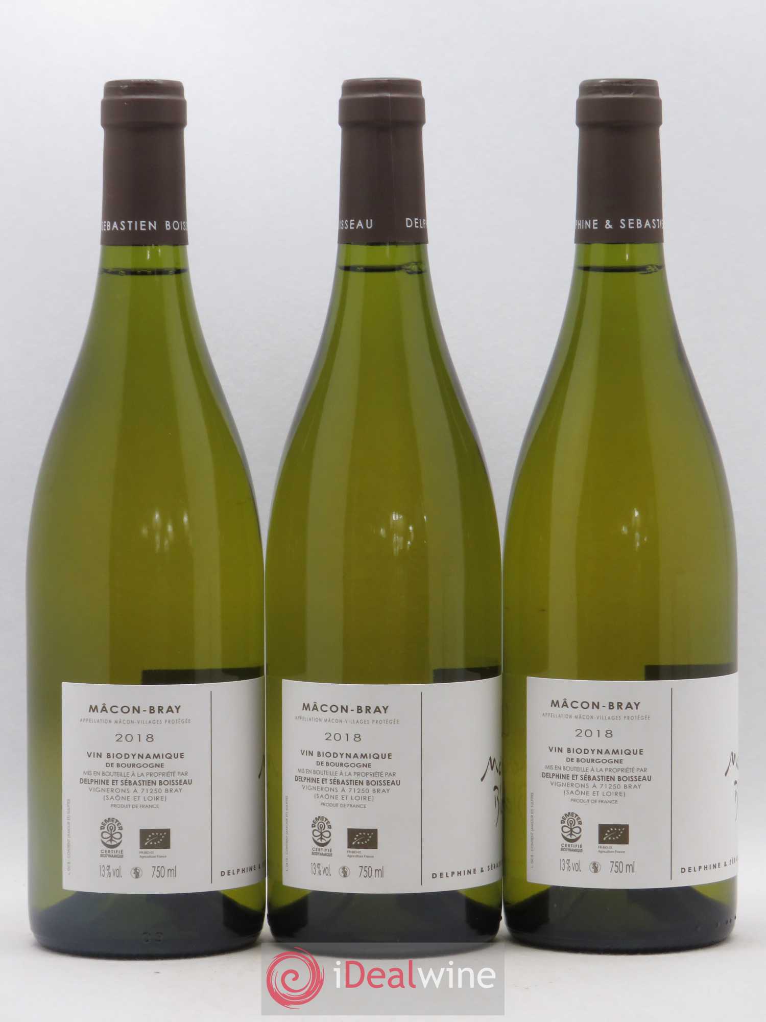 Mâcon Bray Mouton Blanc Delphine et Sebastien Boisseau (sans prix de reserve) 2018 - Lot de 3 bouteilles - 1