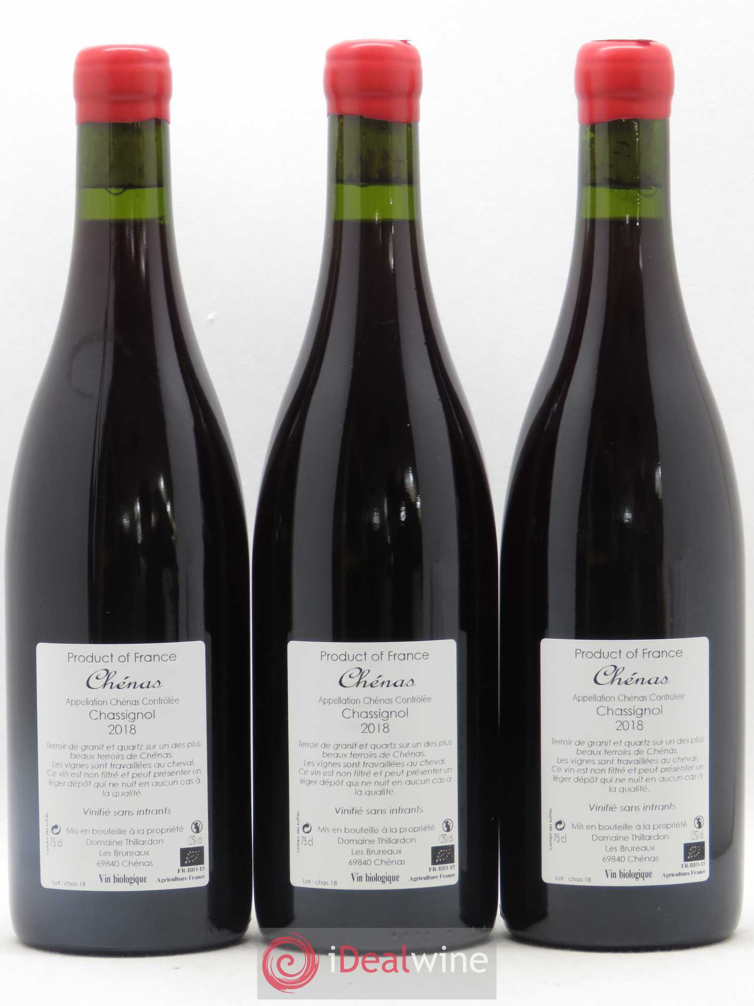 Chénas Chassignol Paul-Henri Thillardon (sans prix de reserve) 2018 - Posten von 3 Flaschen - 1