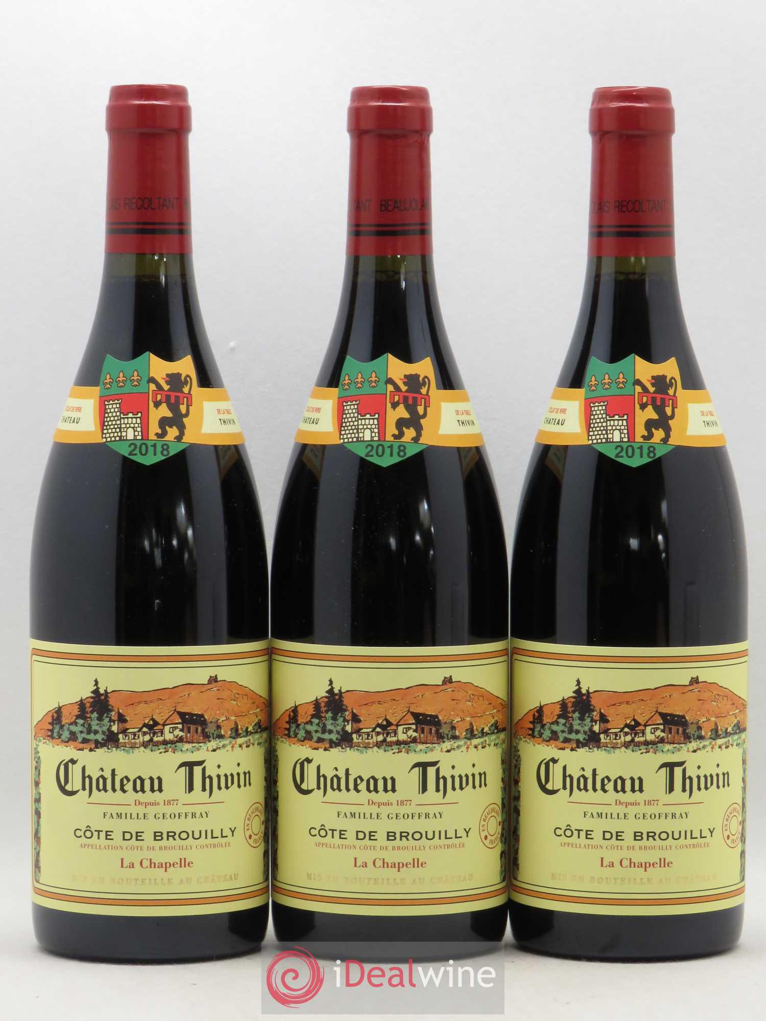 Côte de Brouilly Cuvée La Chapelle Château Thivin (sans prix de reserve) 2018 - Lot de 3 bouteilles - 0