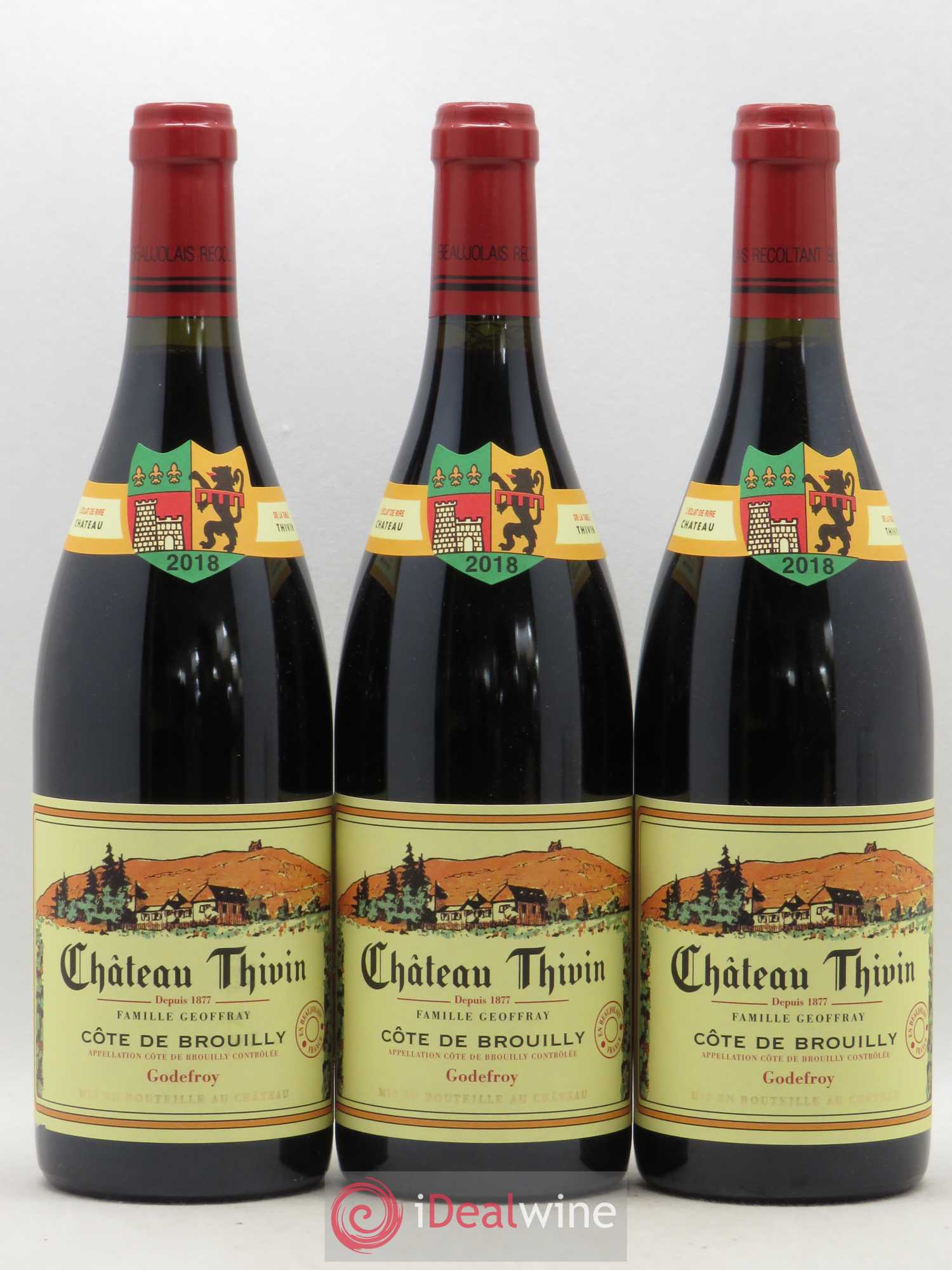 Côte de Brouilly Cuvée Godefroy Château Thivin (sans prix de reserve) 2018 - Lot de 3 bouteilles - 0