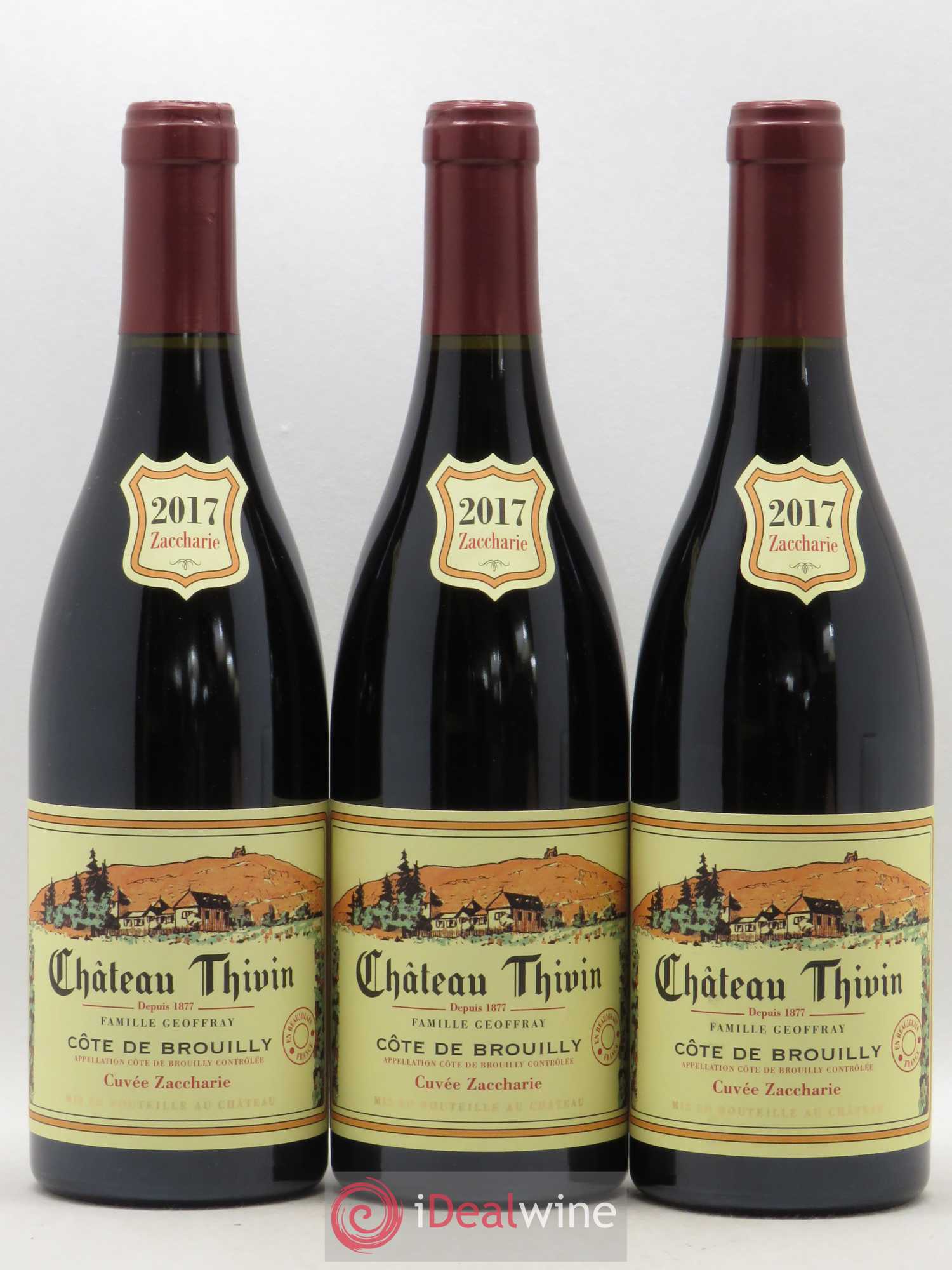 Côte de Brouilly Cuvée Zaccharie Château Thivin (sans prix de reserve) 2017 - Lot de 3 bouteilles - 0