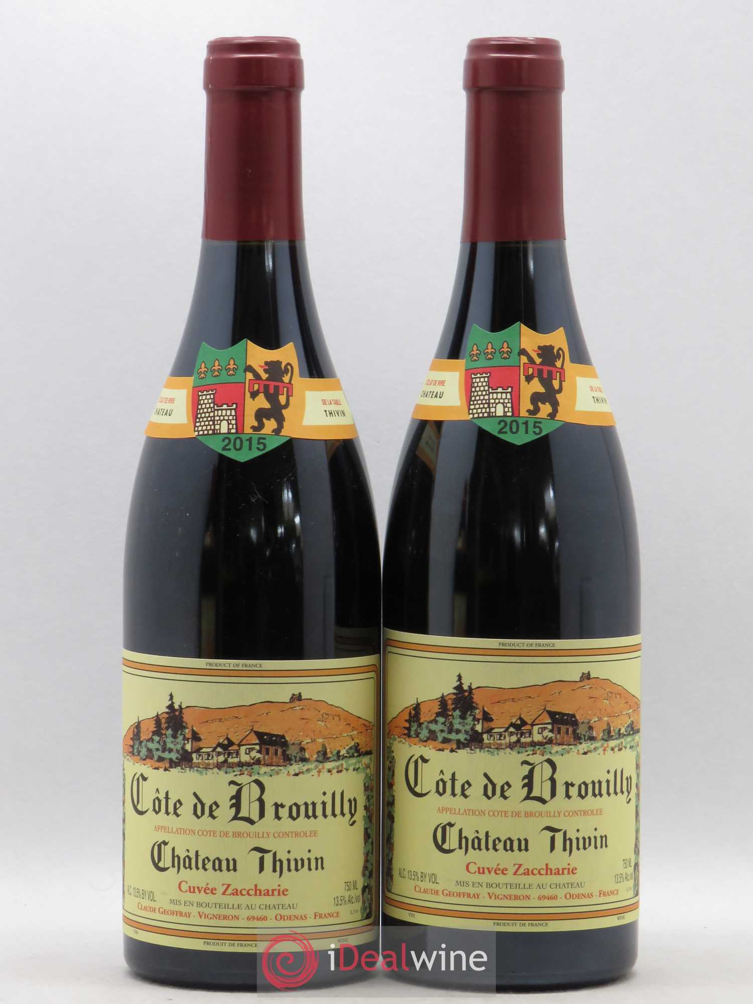 Côte de Brouilly Cuvée Zaccharie Château Thivin (sans prix de reserve) 2015 - Lot de 2 bouteilles - 0