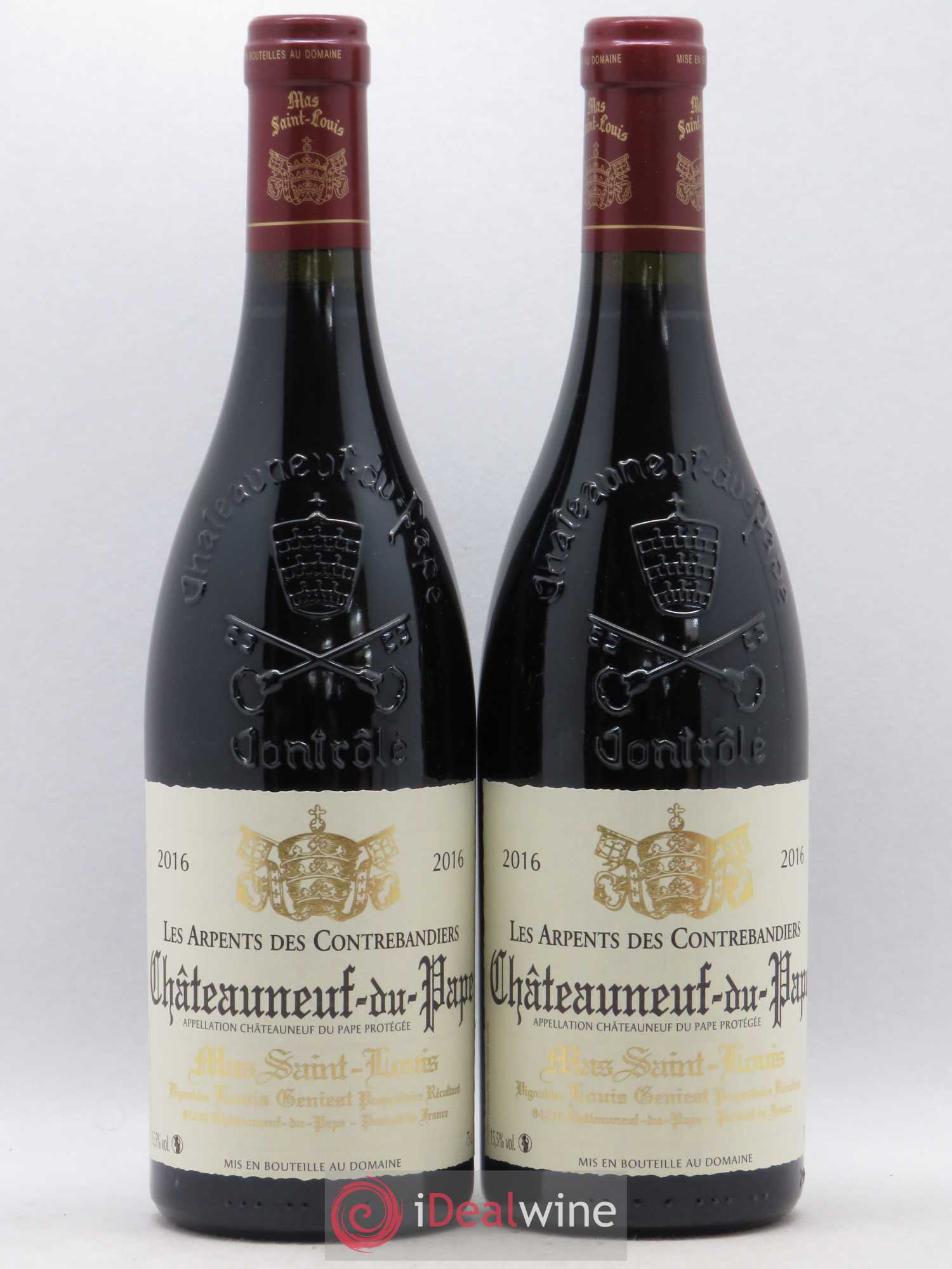 Châteauneuf-du-Pape Les Arpents des Contrebandiers Mas Saint-Louis (sans prix de reserve) 2016 - Lot de 2 bouteilles - 0