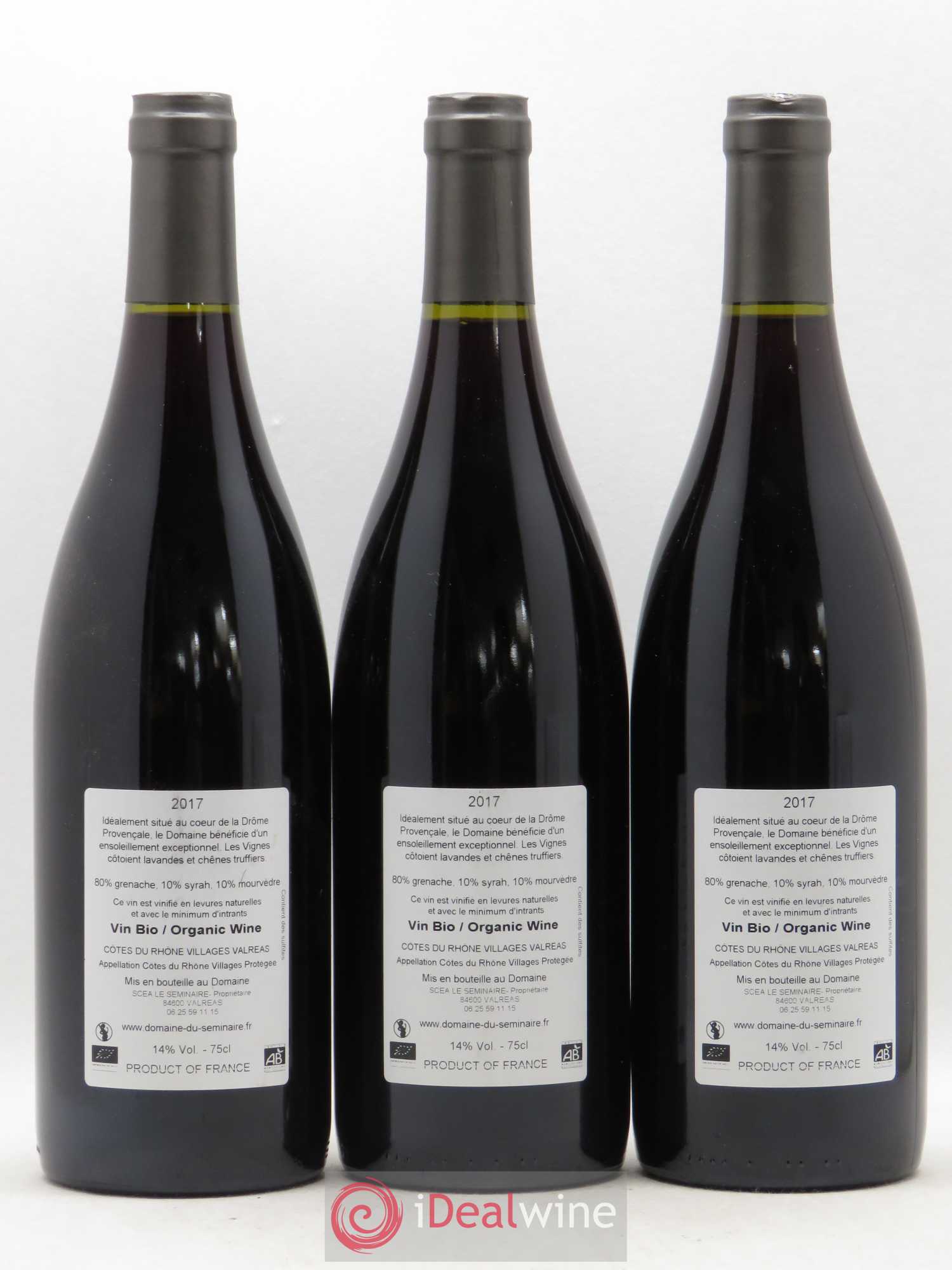 Côtes-du-Rhône Valreas Domaine du Seminaire (sans prix de reserve) 2017 - Posten von 3 Flaschen - 1